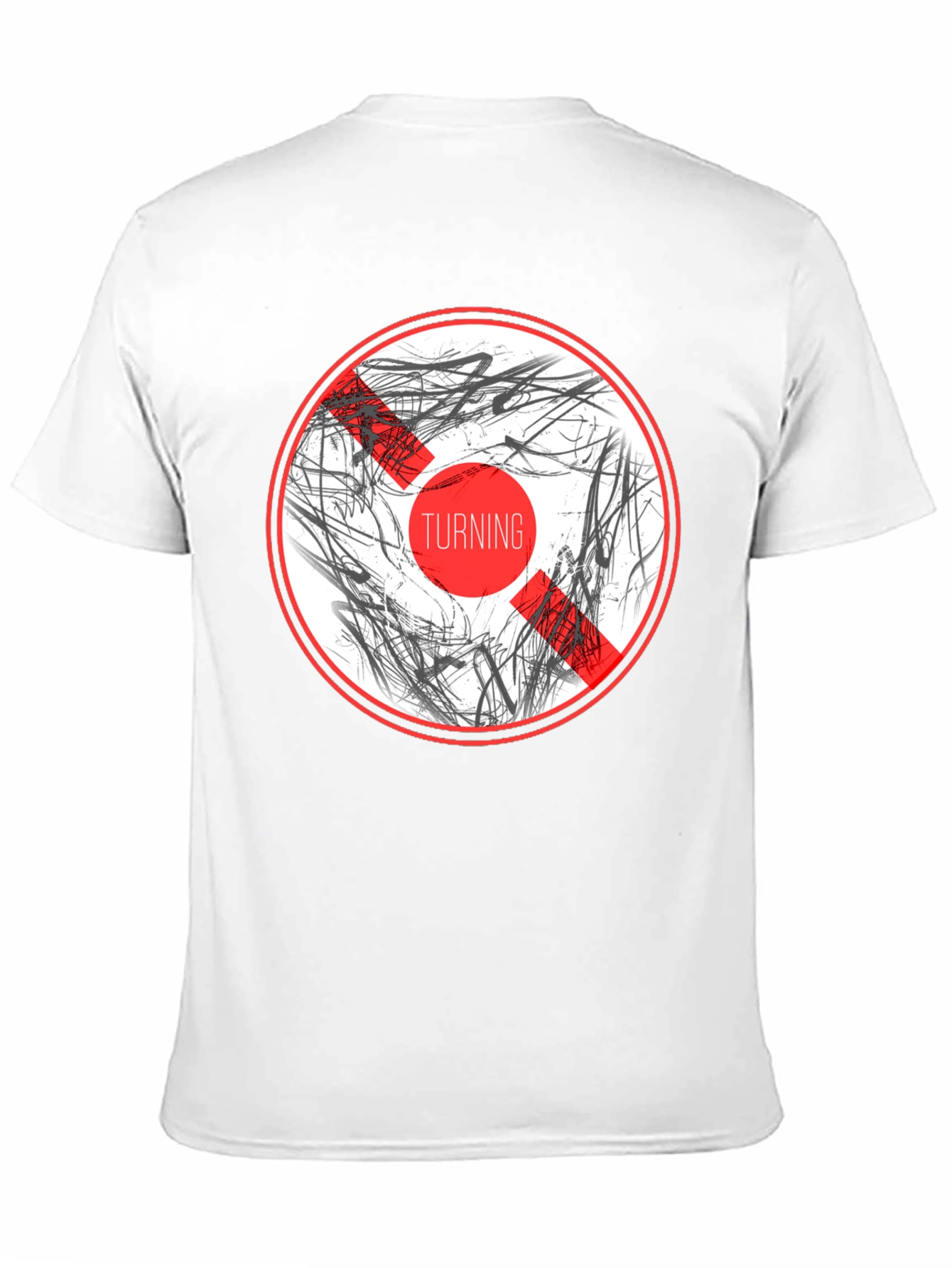 Abstract Graphic Print Crew Neck T-Shirt - Black