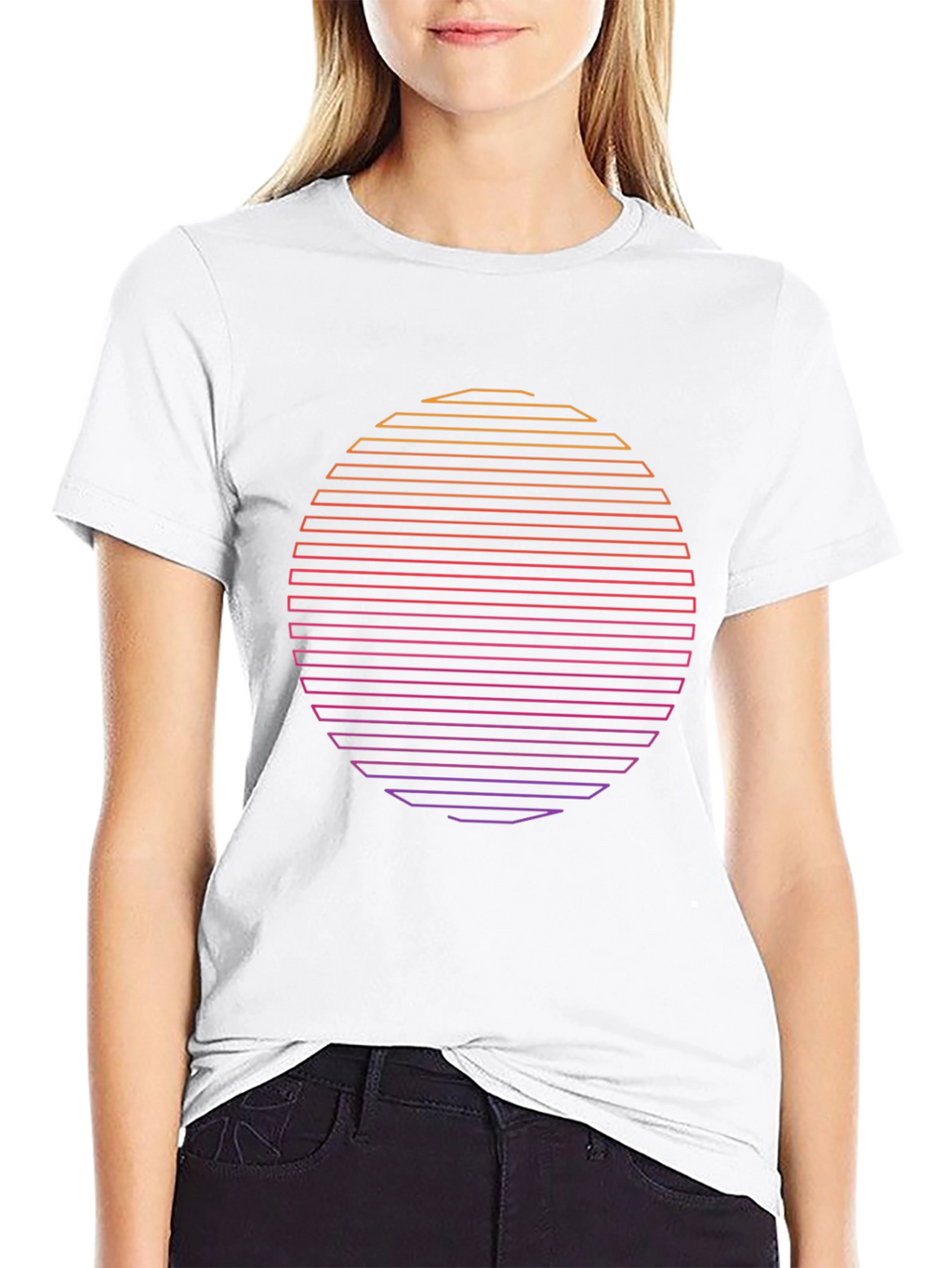 Retro Sunset Graphic Tee - Black Cotton Blend