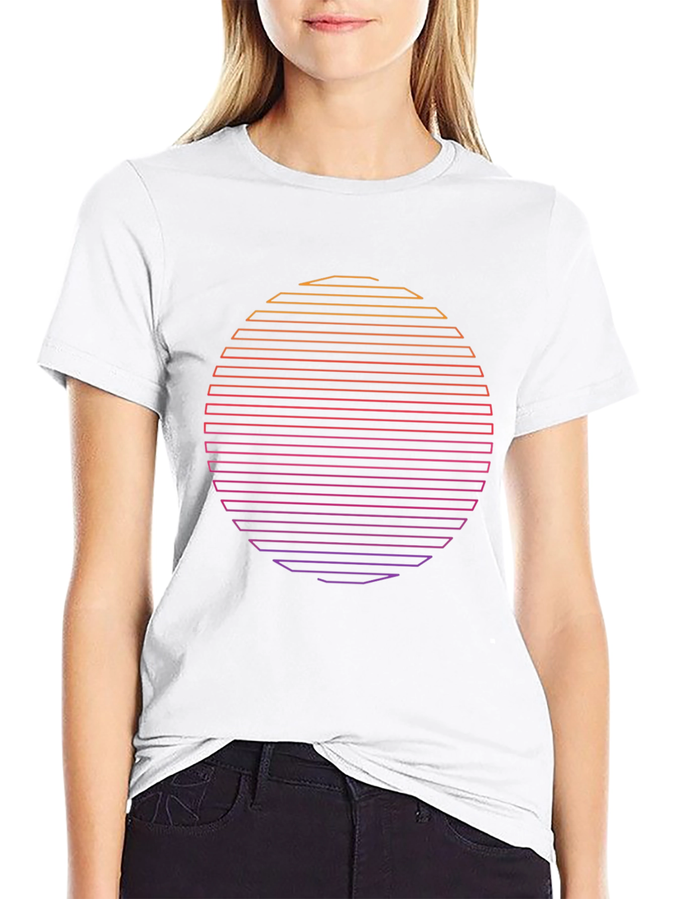 Retro Sunset Graphic Tee - Black Cotton Blend