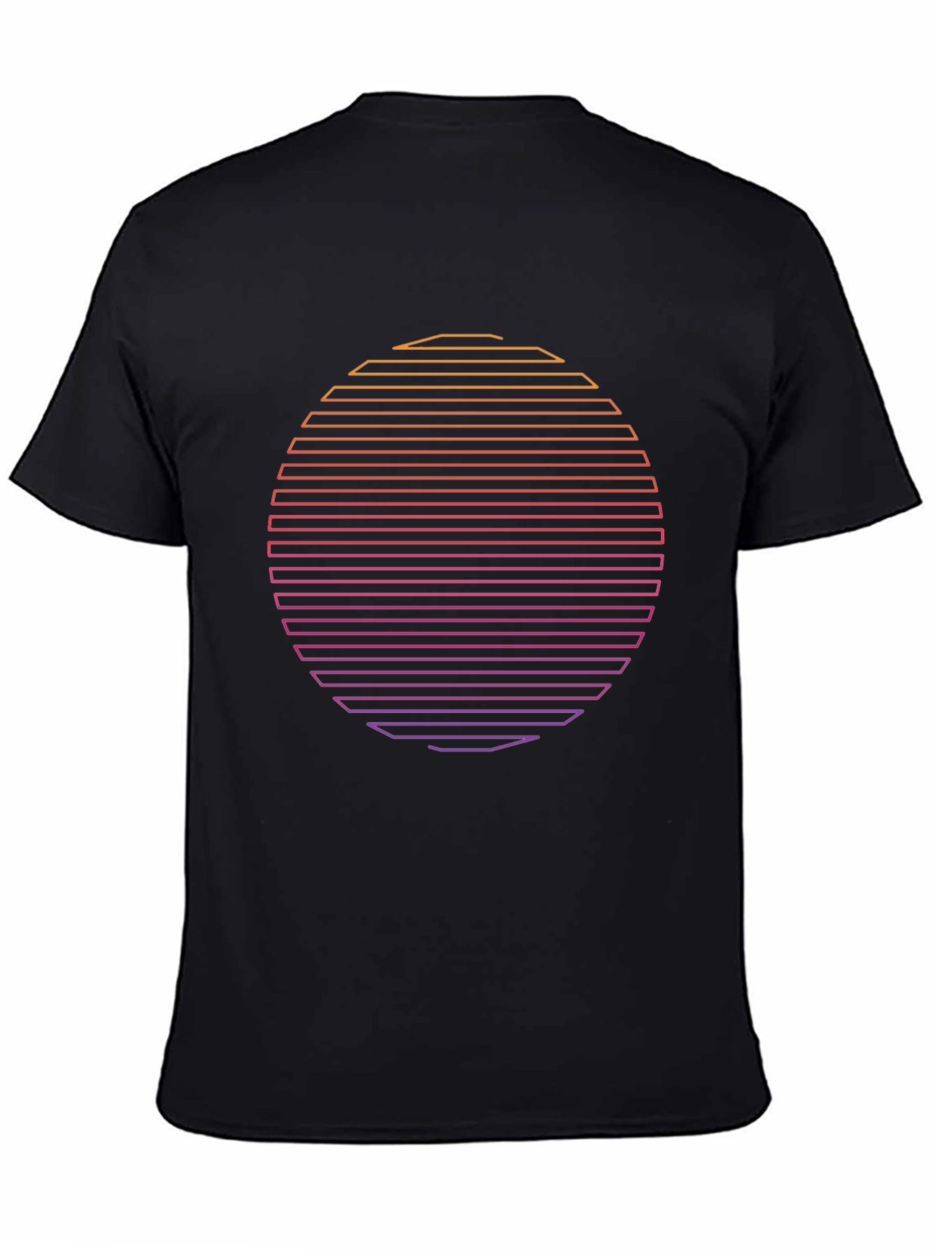 Retro Sunset Graphic Tee - Black Cotton Blend