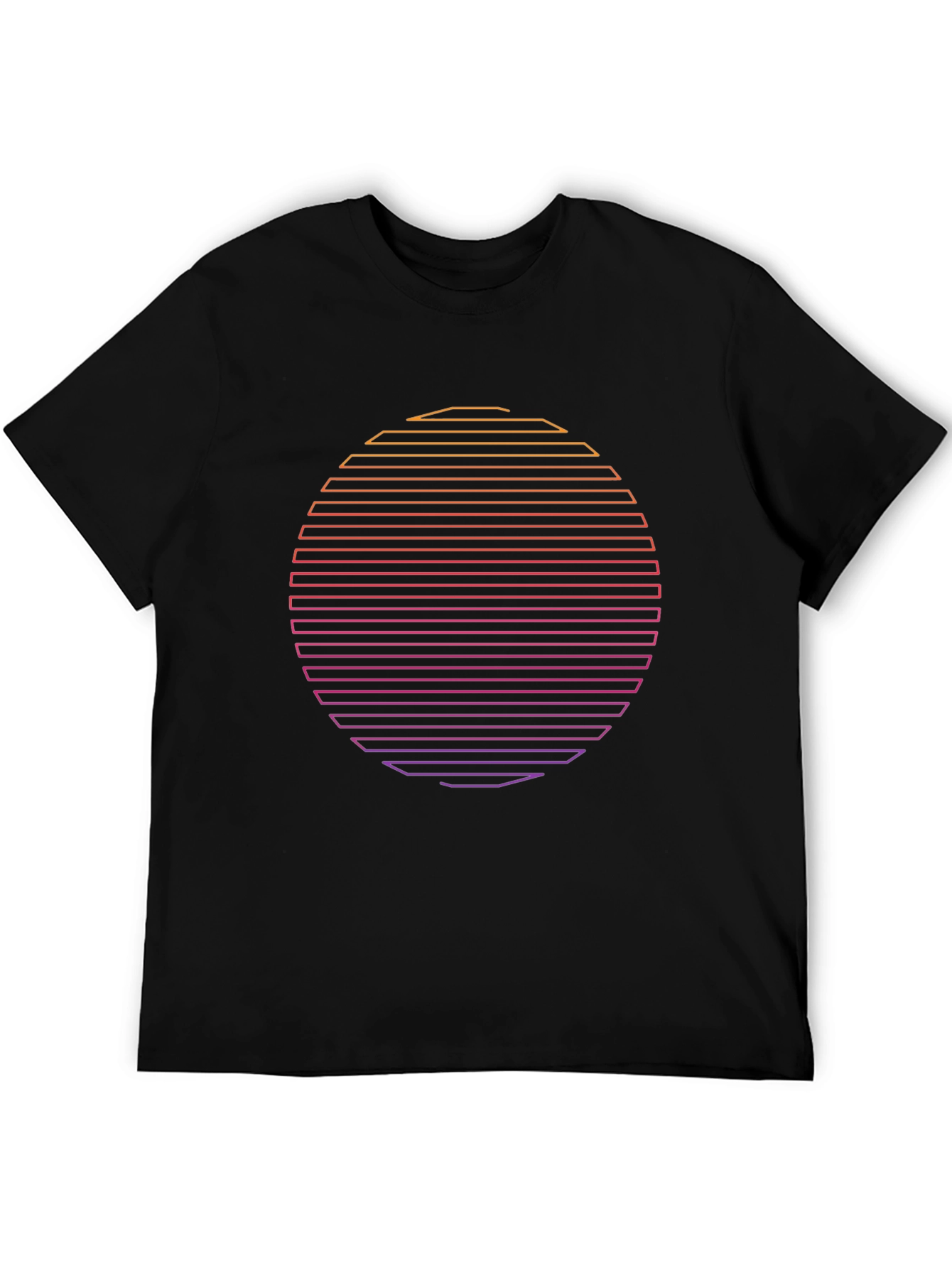 Retro Sunset Graphic Tee - Black Cotton Blend