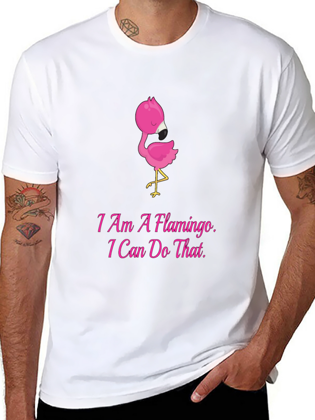 I Am A Flamingo Mens Black T-Shirt