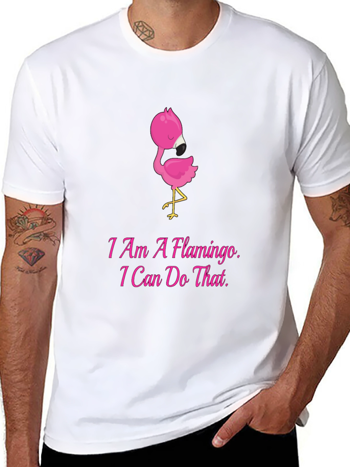 I Am A Flamingo Mens Black T-Shirt
