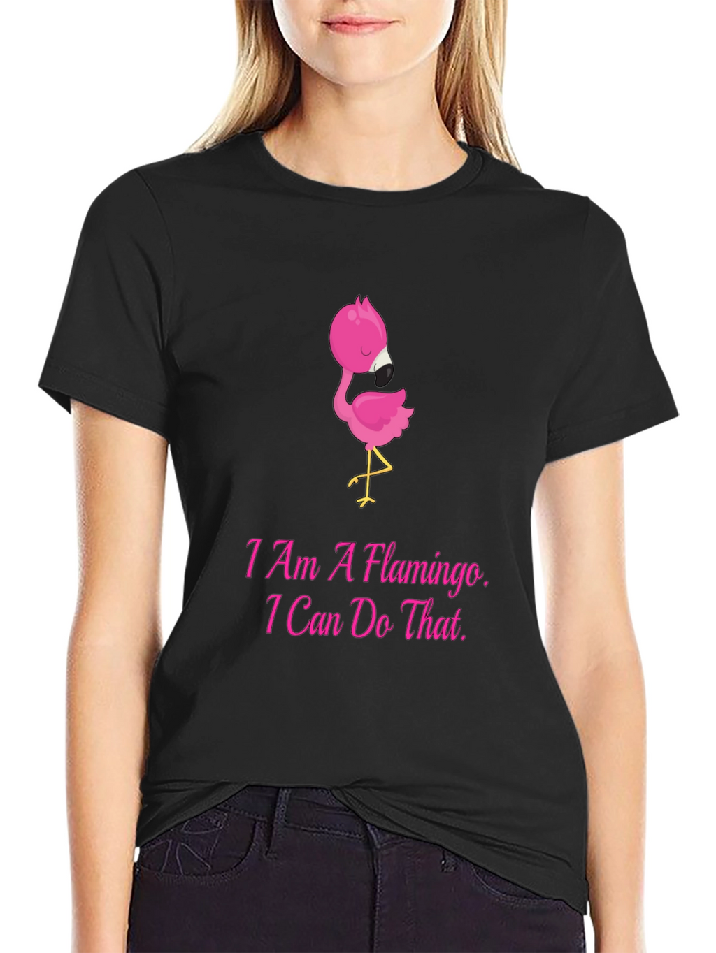 I Am A Flamingo Mens Black T-Shirt