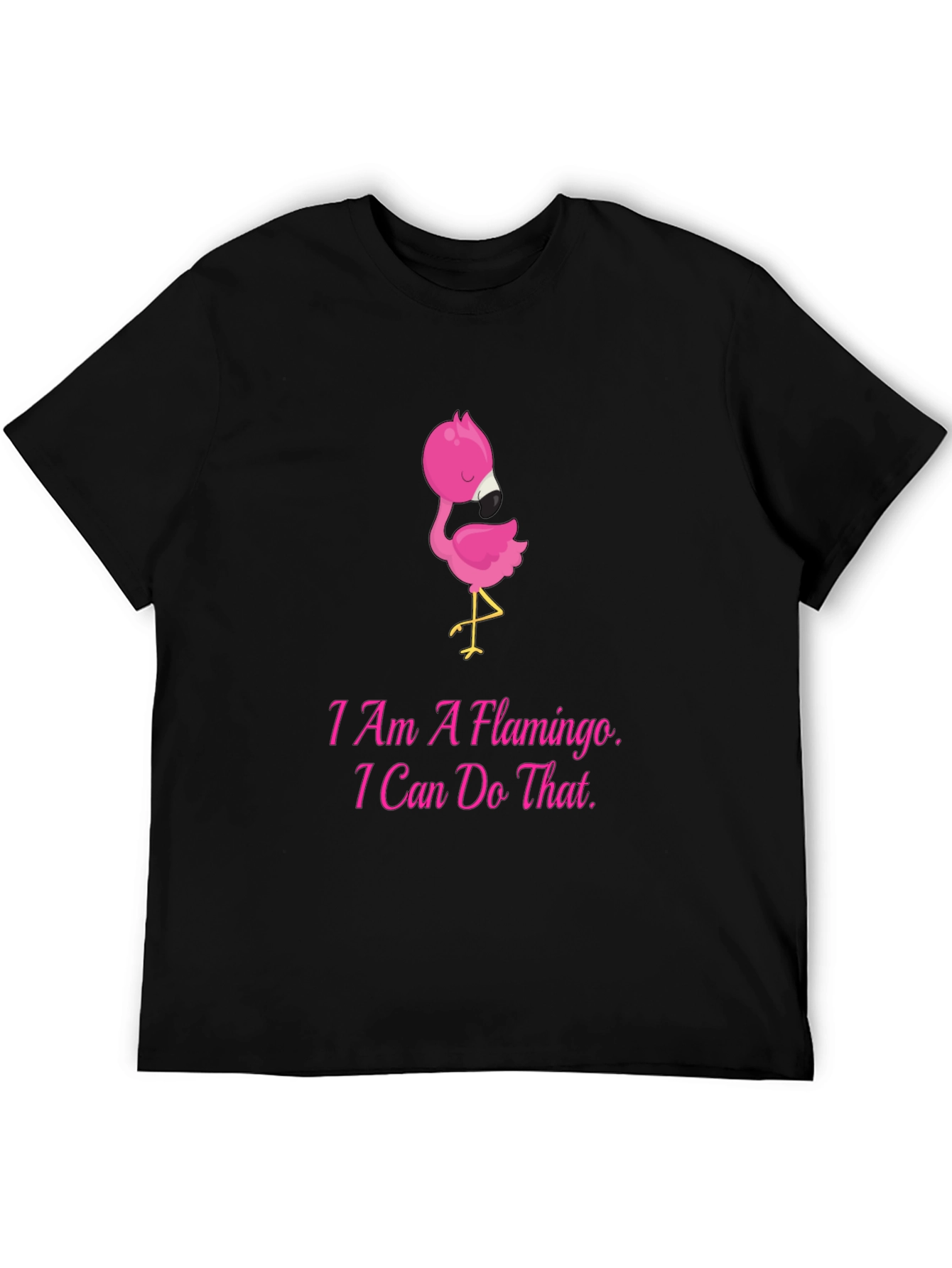 I Am A Flamingo Mens Black T-Shirt