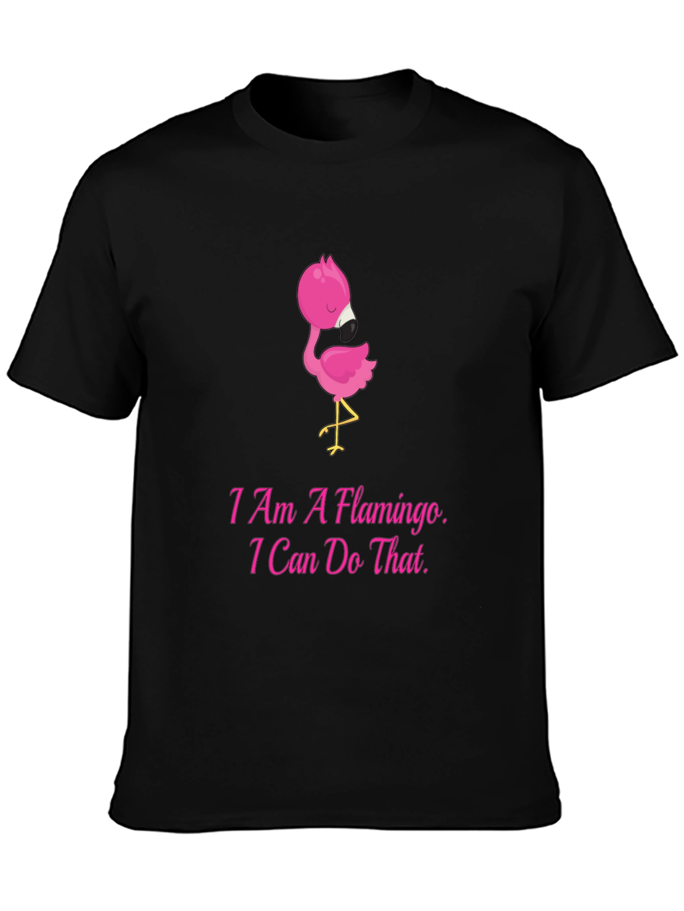 I Am A Flamingo Mens Black T-Shirt
