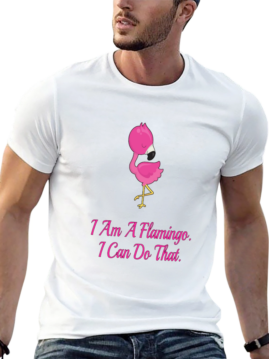 I Am A Flamingo Mens Black T-Shirt