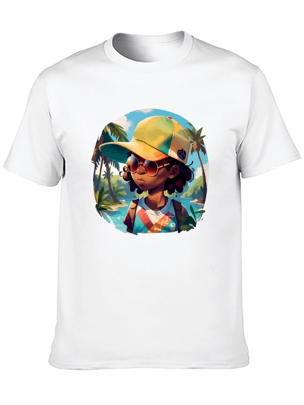 Island Traveler T-Shirt - Black Cotton Graphic Tee