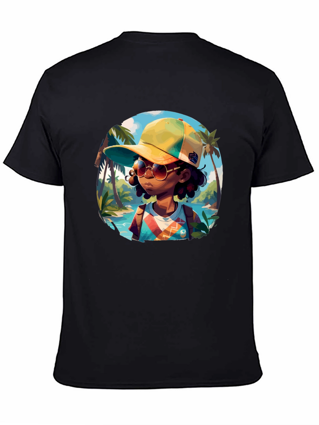 Island Traveler T-Shirt - Black Cotton Graphic Tee