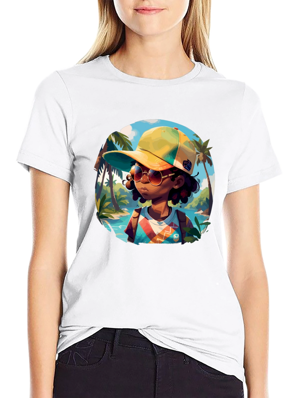 Island Traveler T-Shirt - Black Cotton Graphic Tee