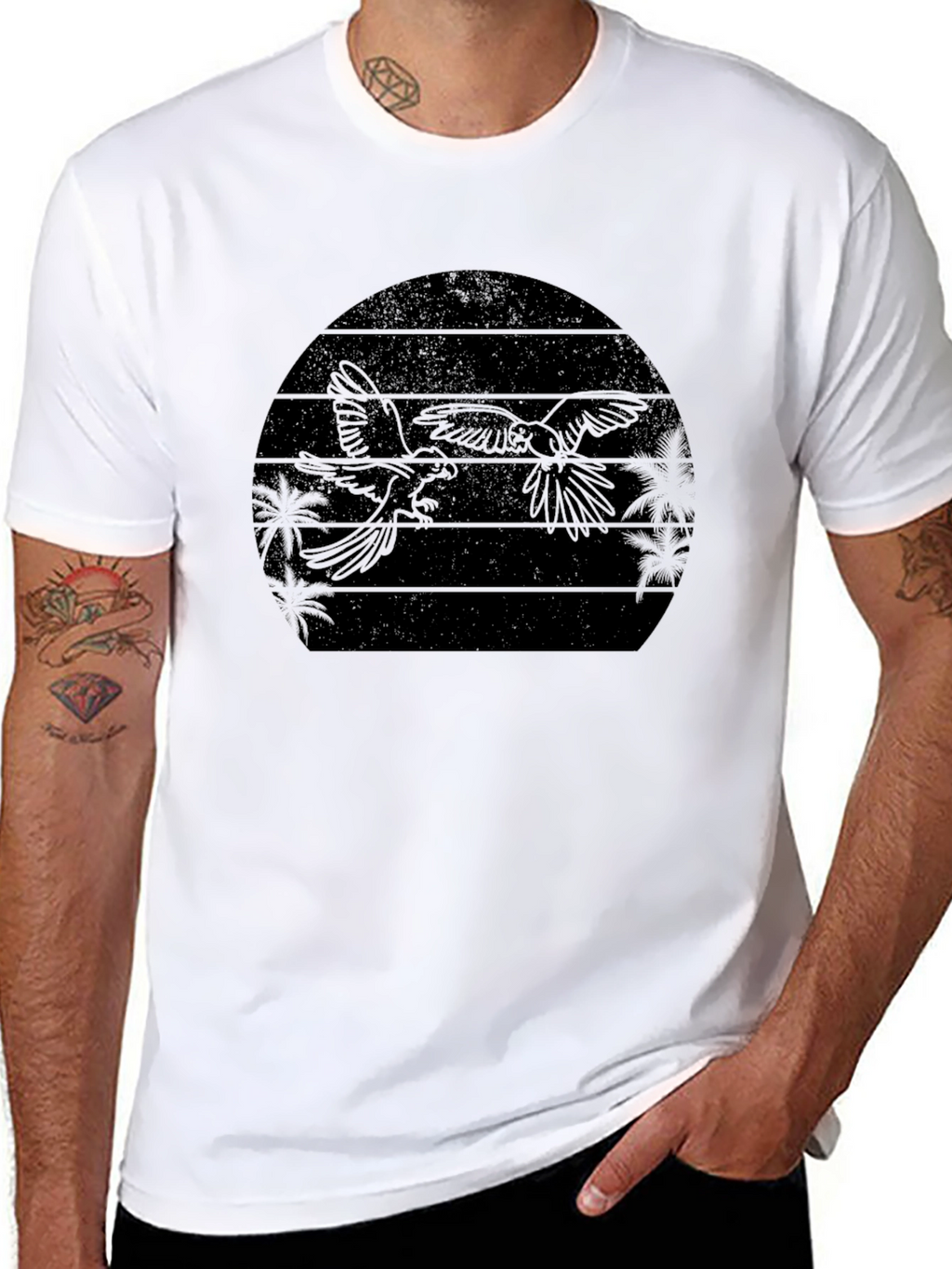 Tropical Birds Silhouette Graphic Tee