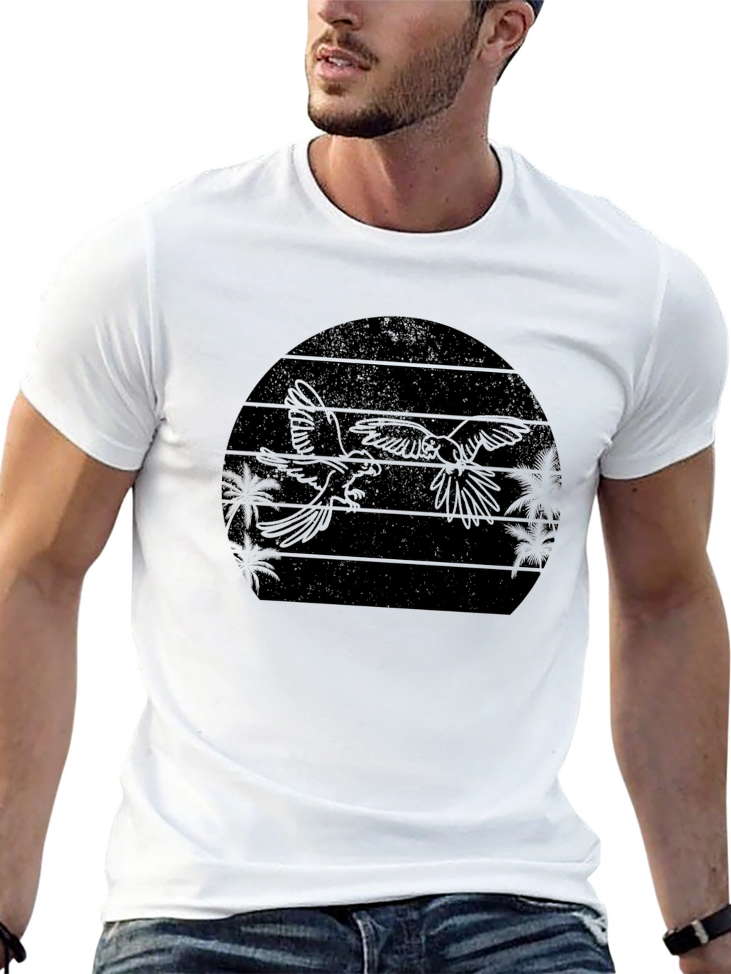 Tropical Birds Silhouette Graphic Tee