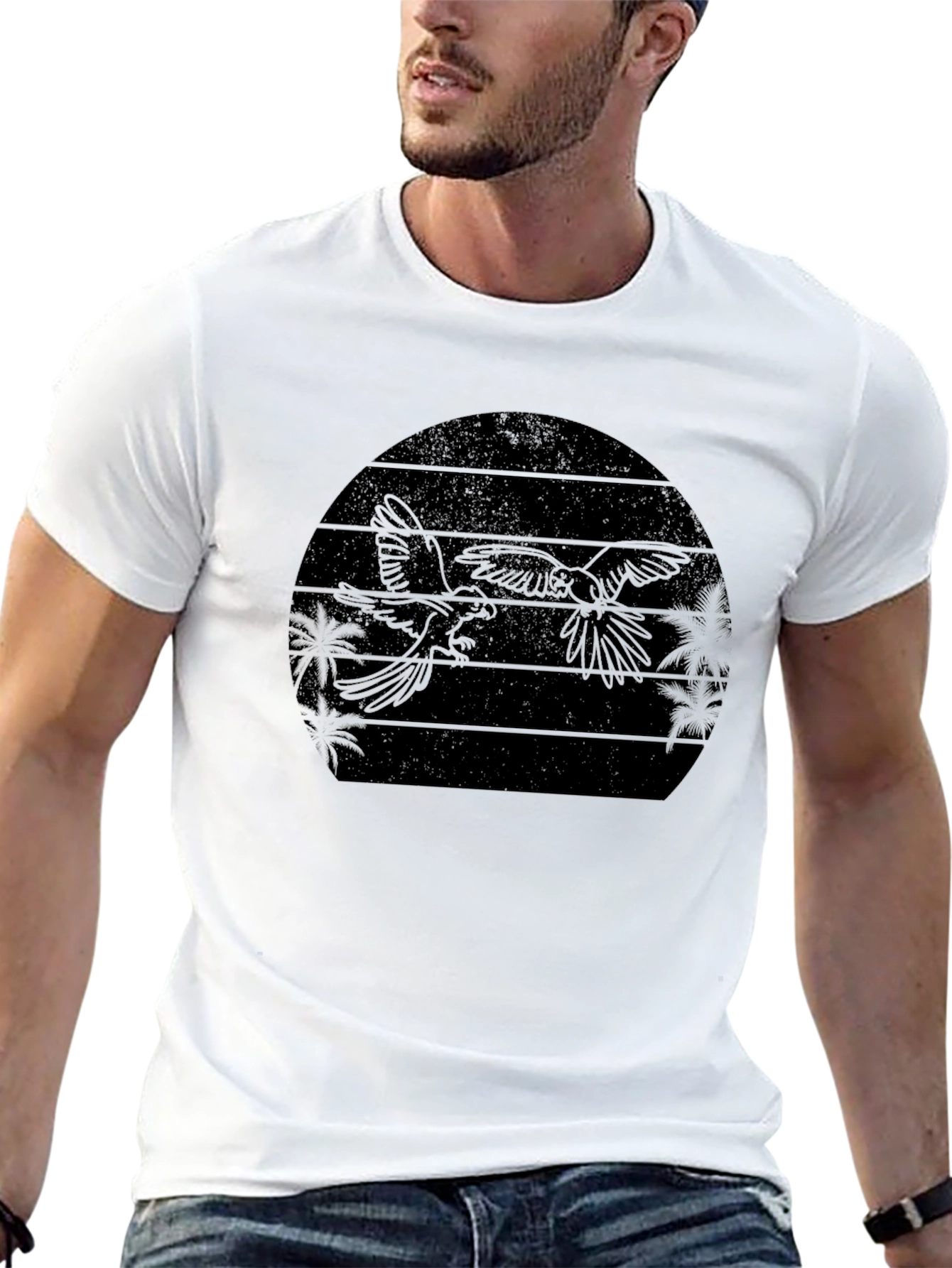 Tropical Birds Silhouette Graphic Tee