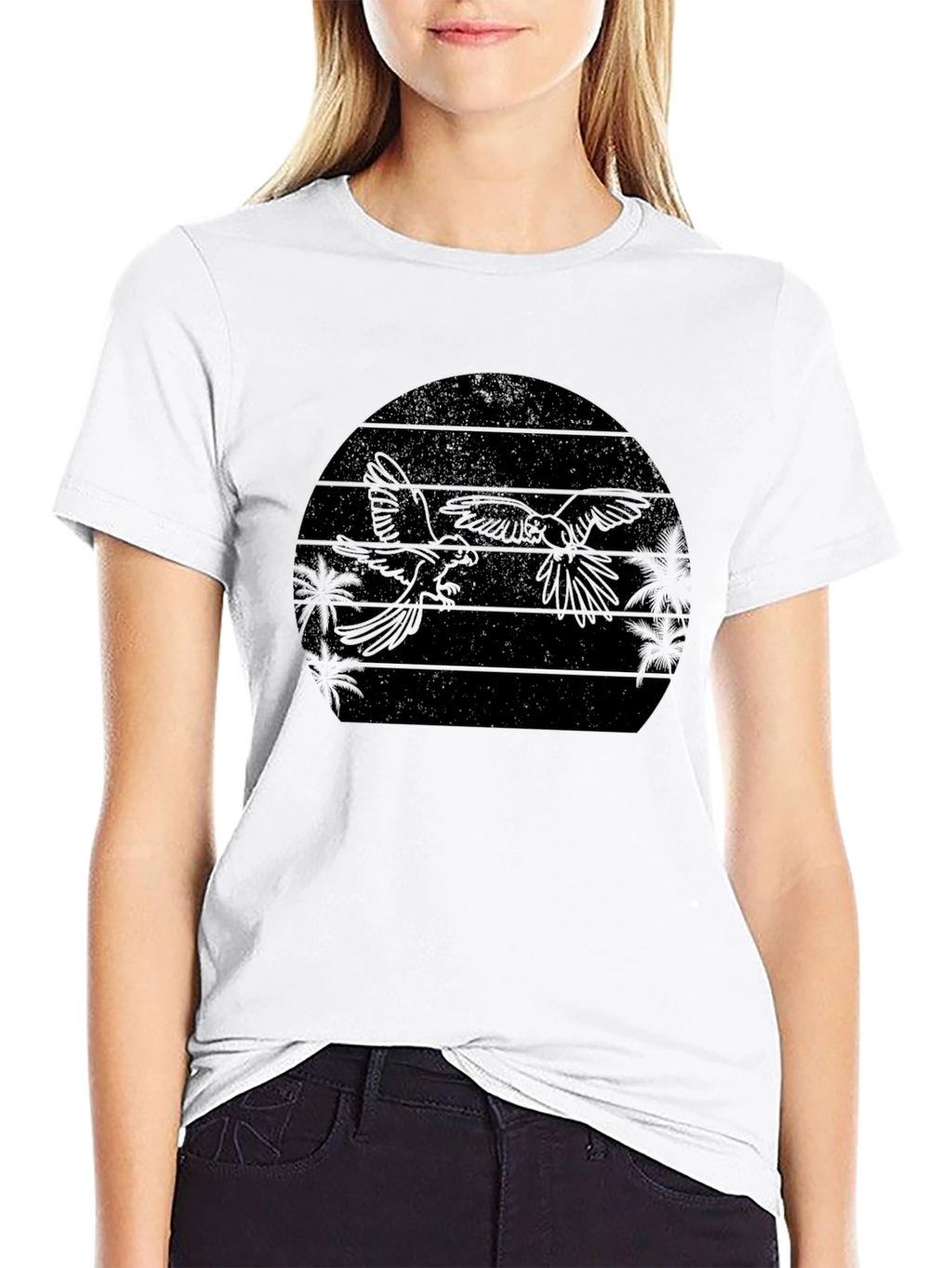 Tropical Birds Silhouette Graphic Tee