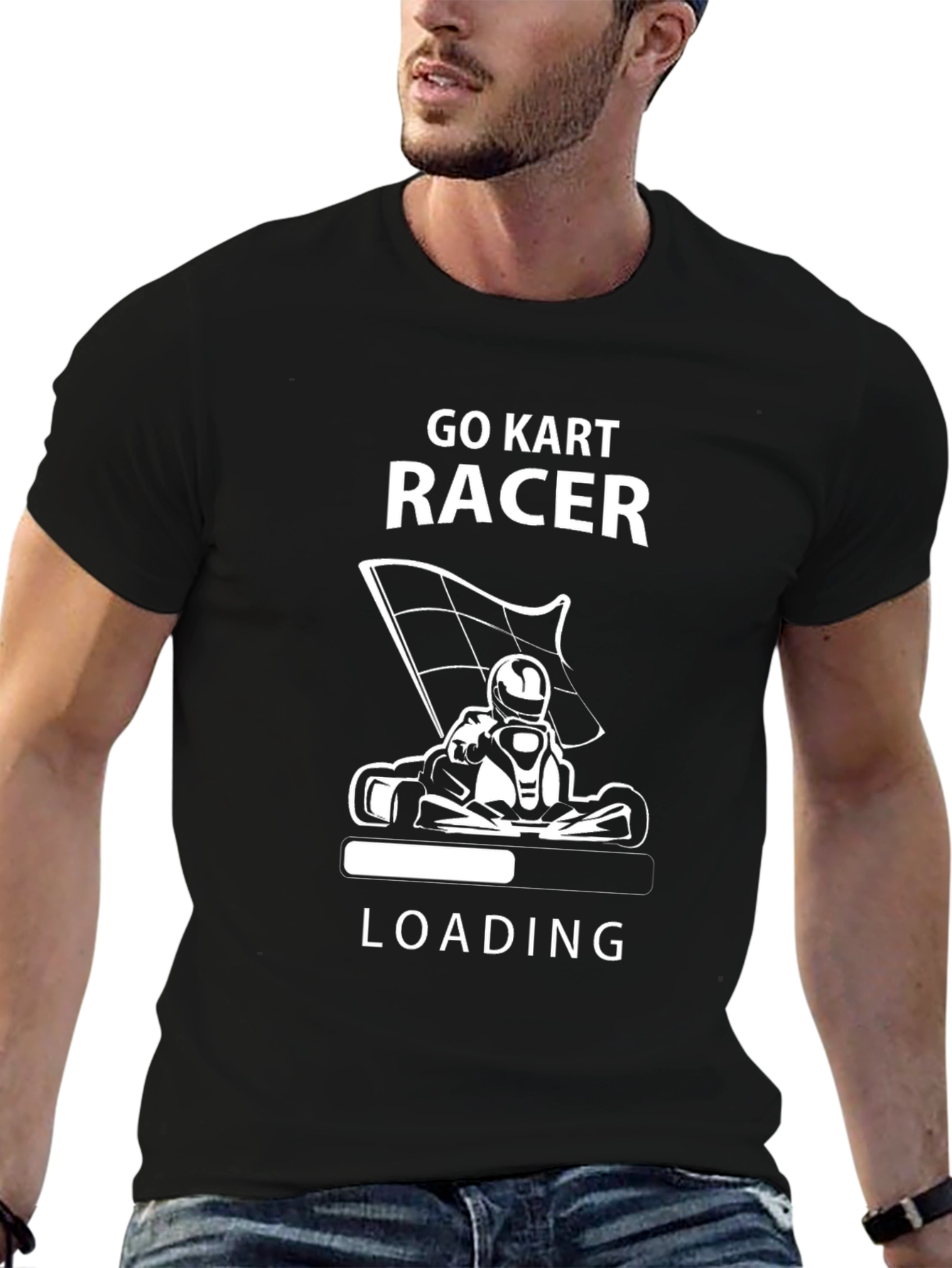 Go Kart Racer Loading Black T-Shirt