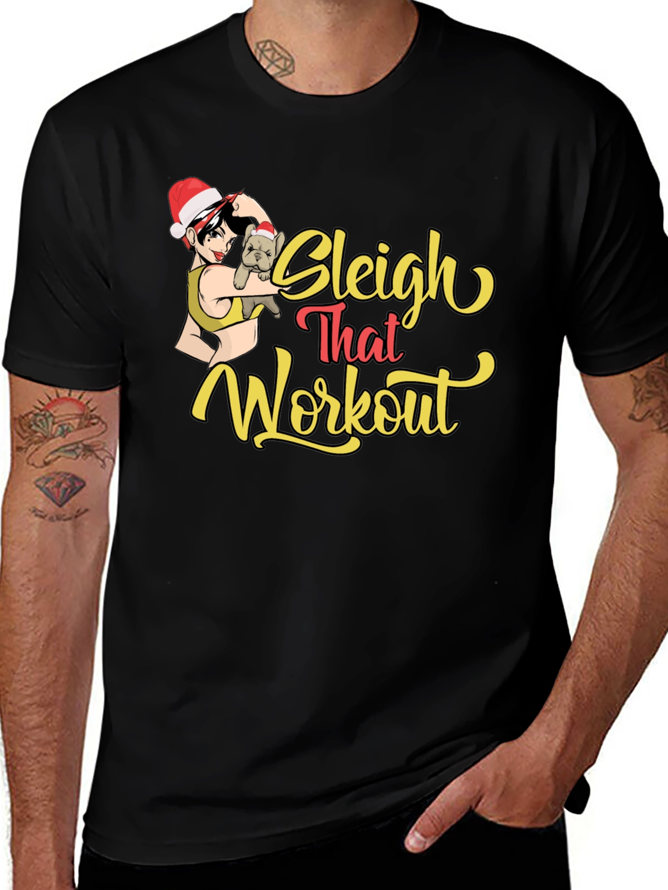 Sleigh That Workout Black Graphic Tee