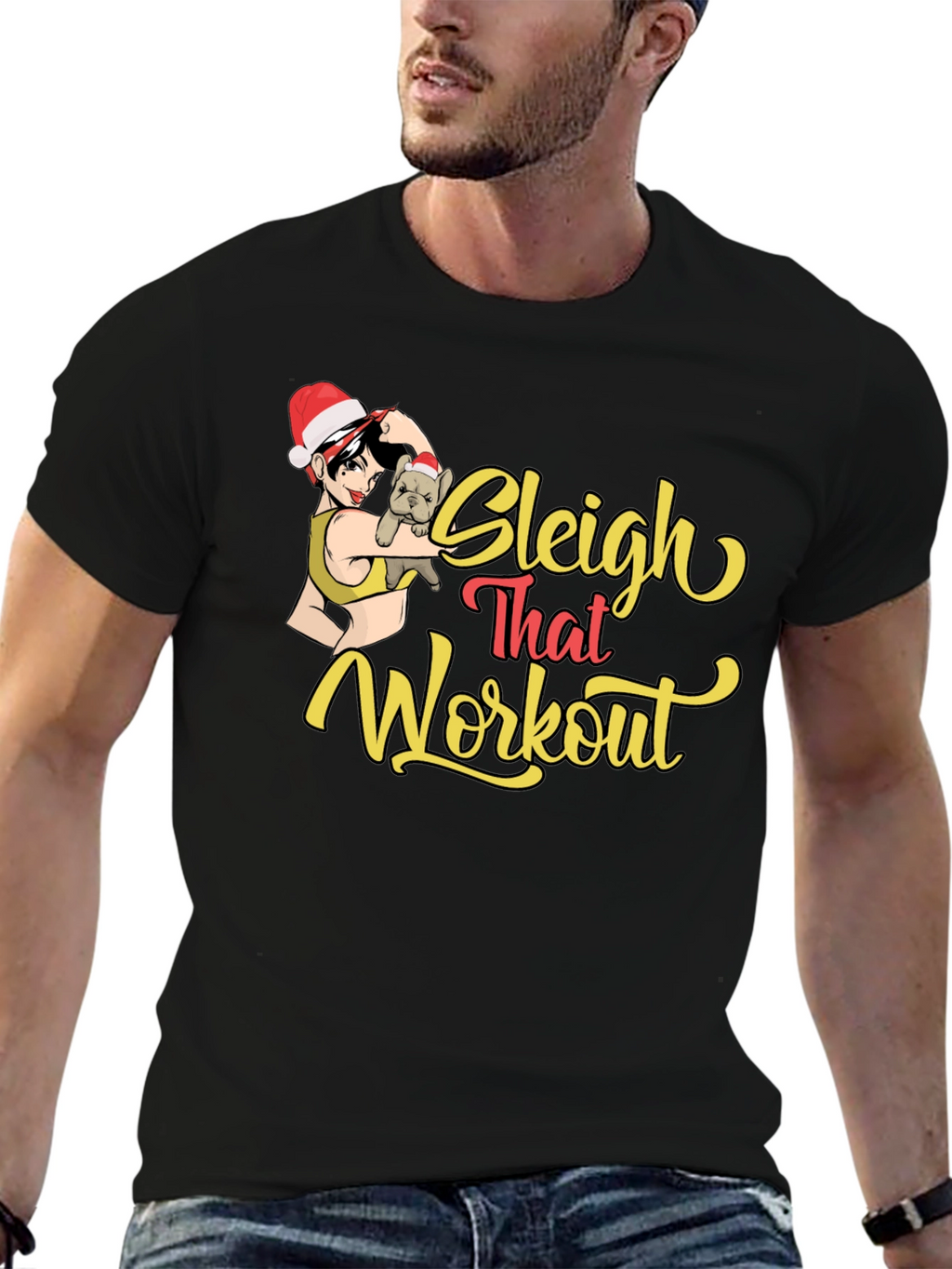 Sleigh That Workout Black Graphic Tee