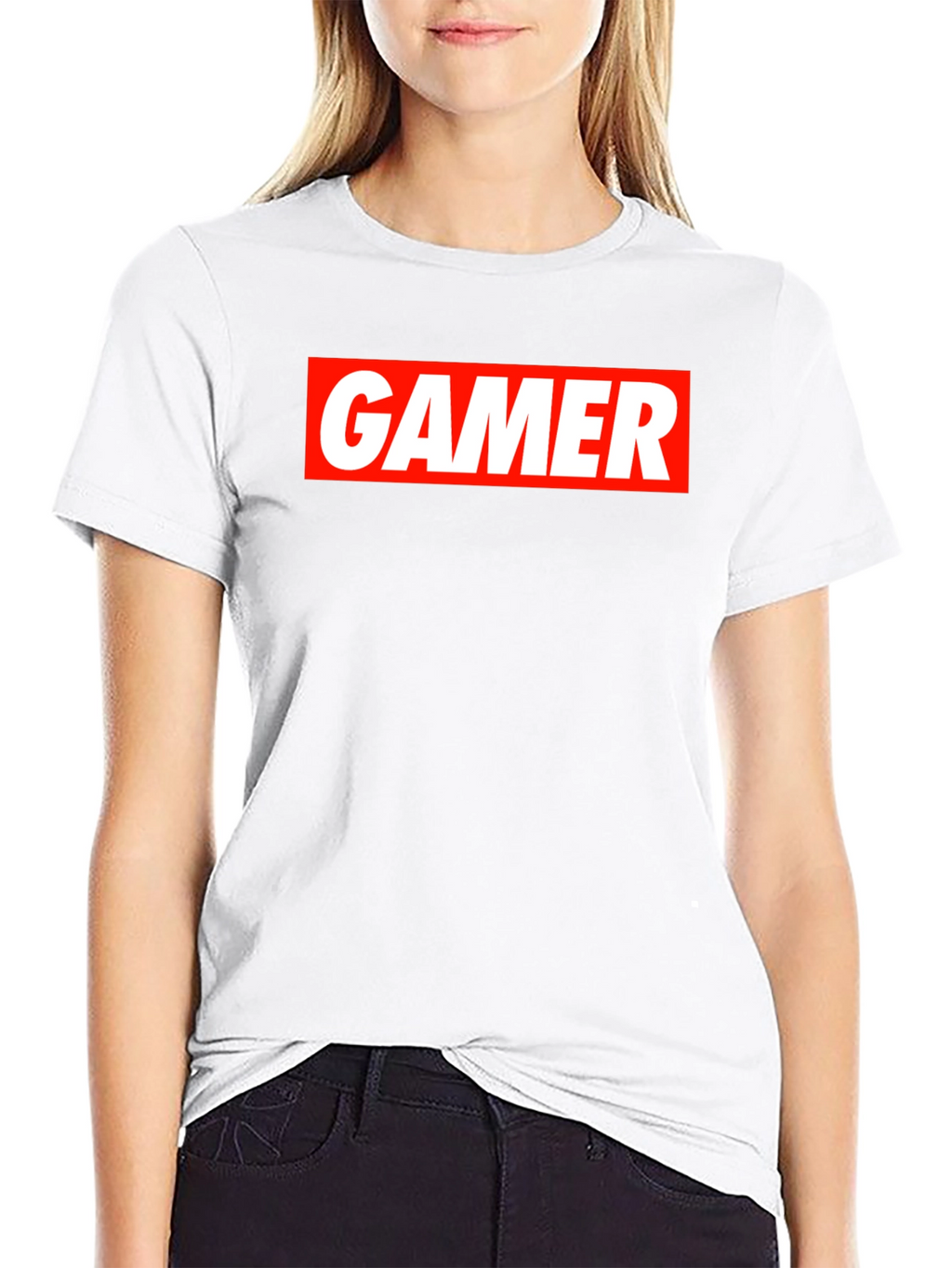 Gamer T-Shirt - Red and White Print on Black