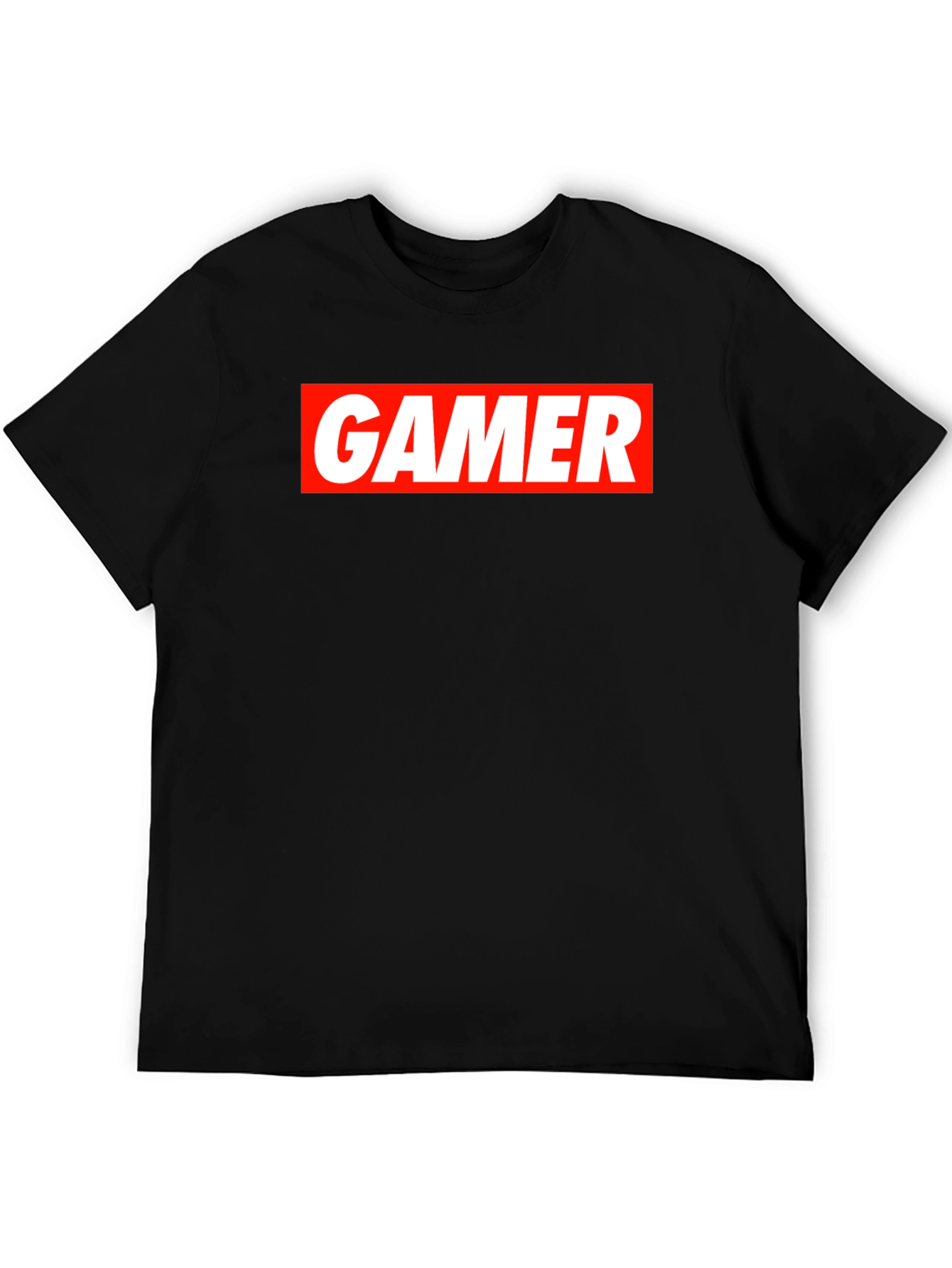 Gamer T-Shirt - Red and White Print on Black