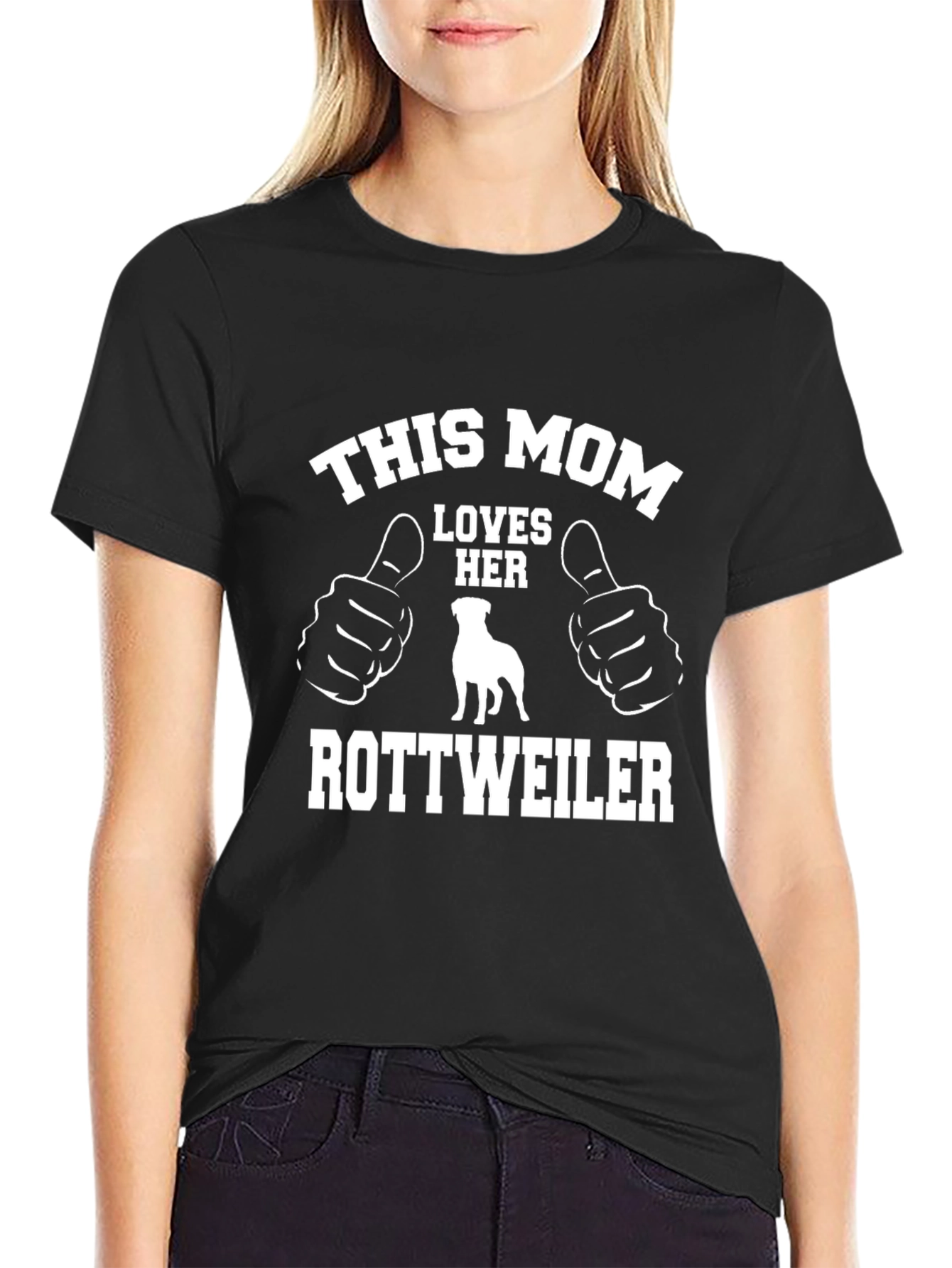This Mom Loves Her Rottweiler Black T-Shirt