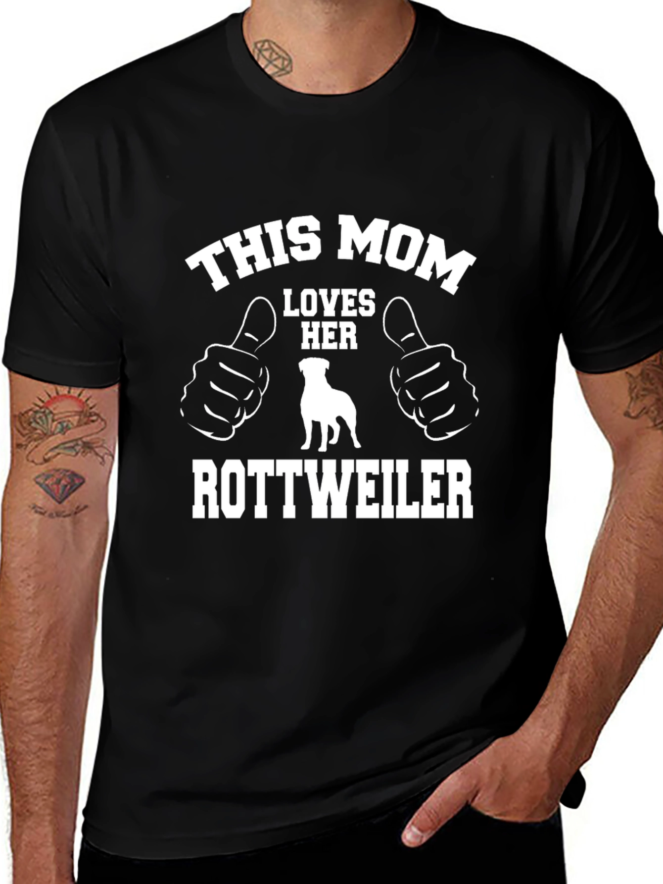 This Mom Loves Her Rottweiler Black T-Shirt