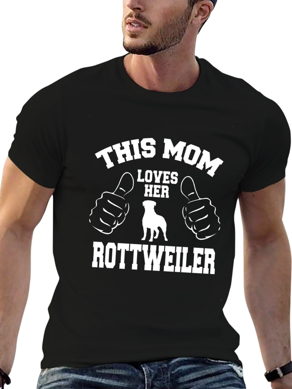 This Mom Loves Her Rottweiler Black T-Shirt