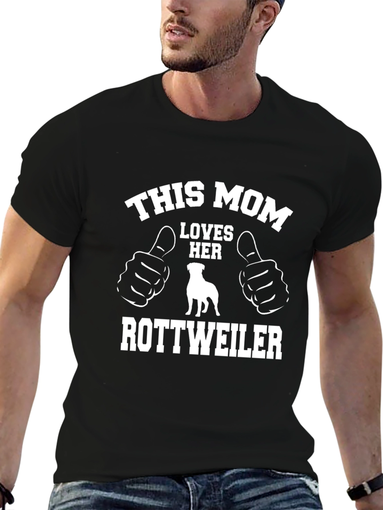 This Mom Loves Her Rottweiler Black T-Shirt