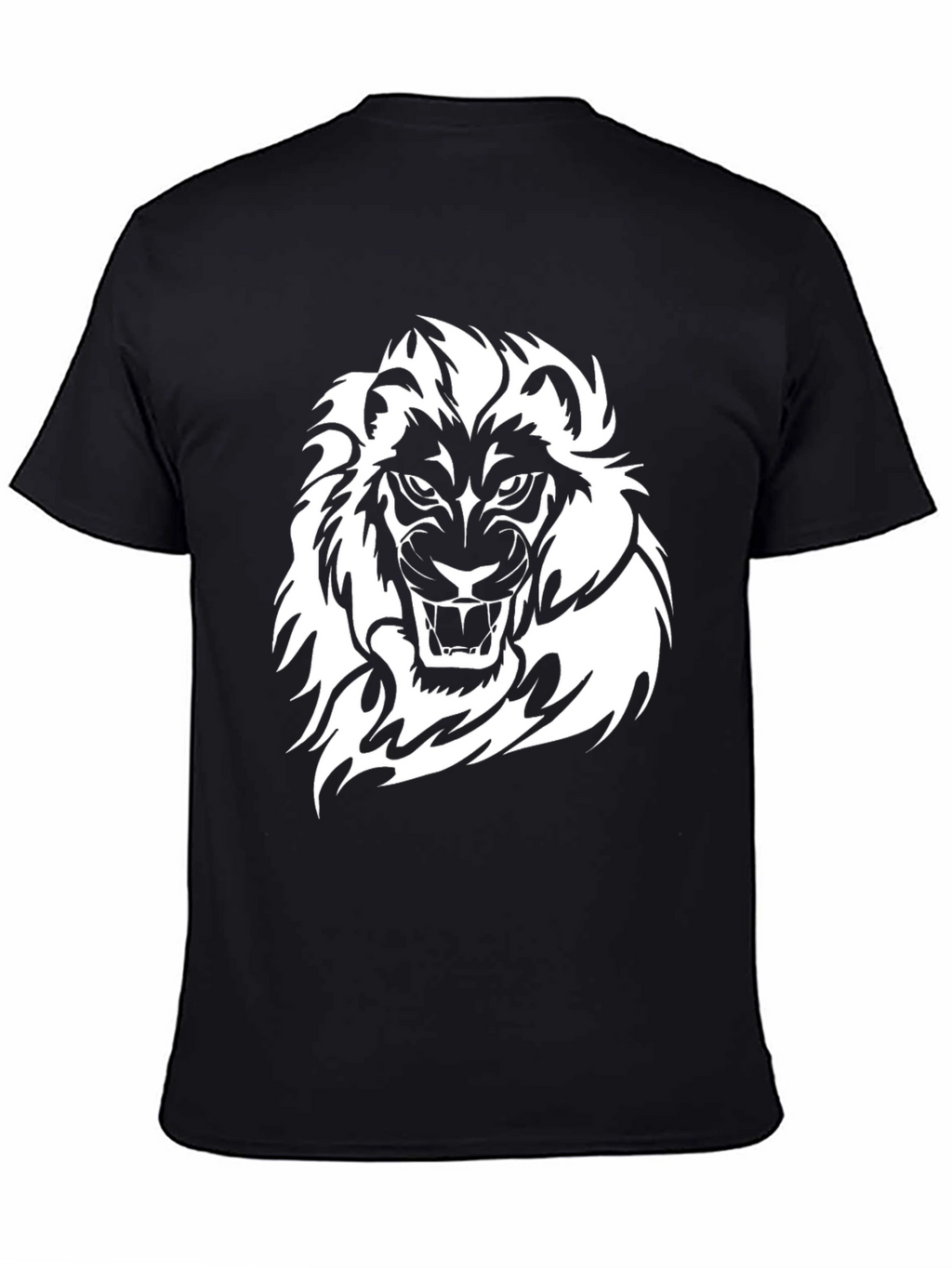 Black T-Shirt with White Lion Graphic