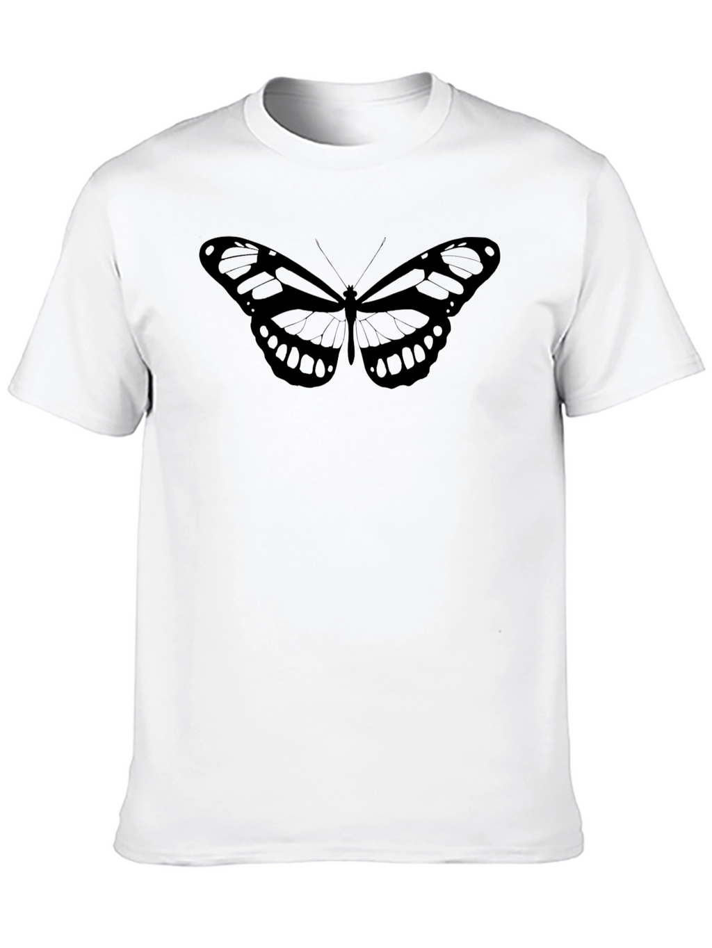 Butterfly Graphic Tee - Black Cotton Casual Shirt