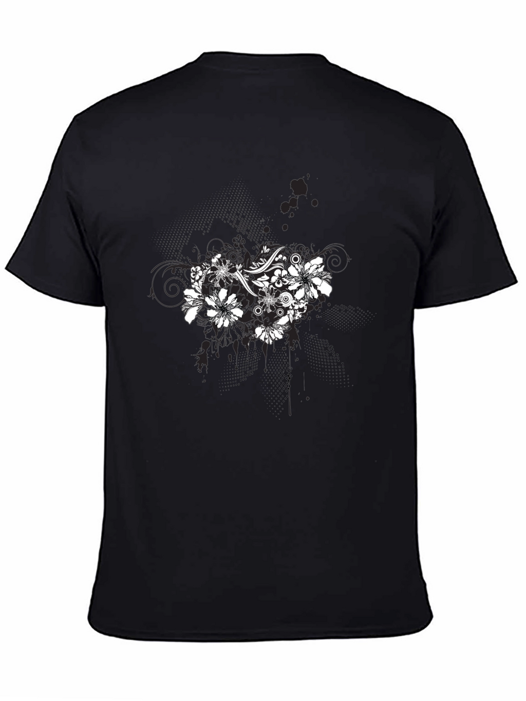 Floral Graphic Black T-Shirt for Men