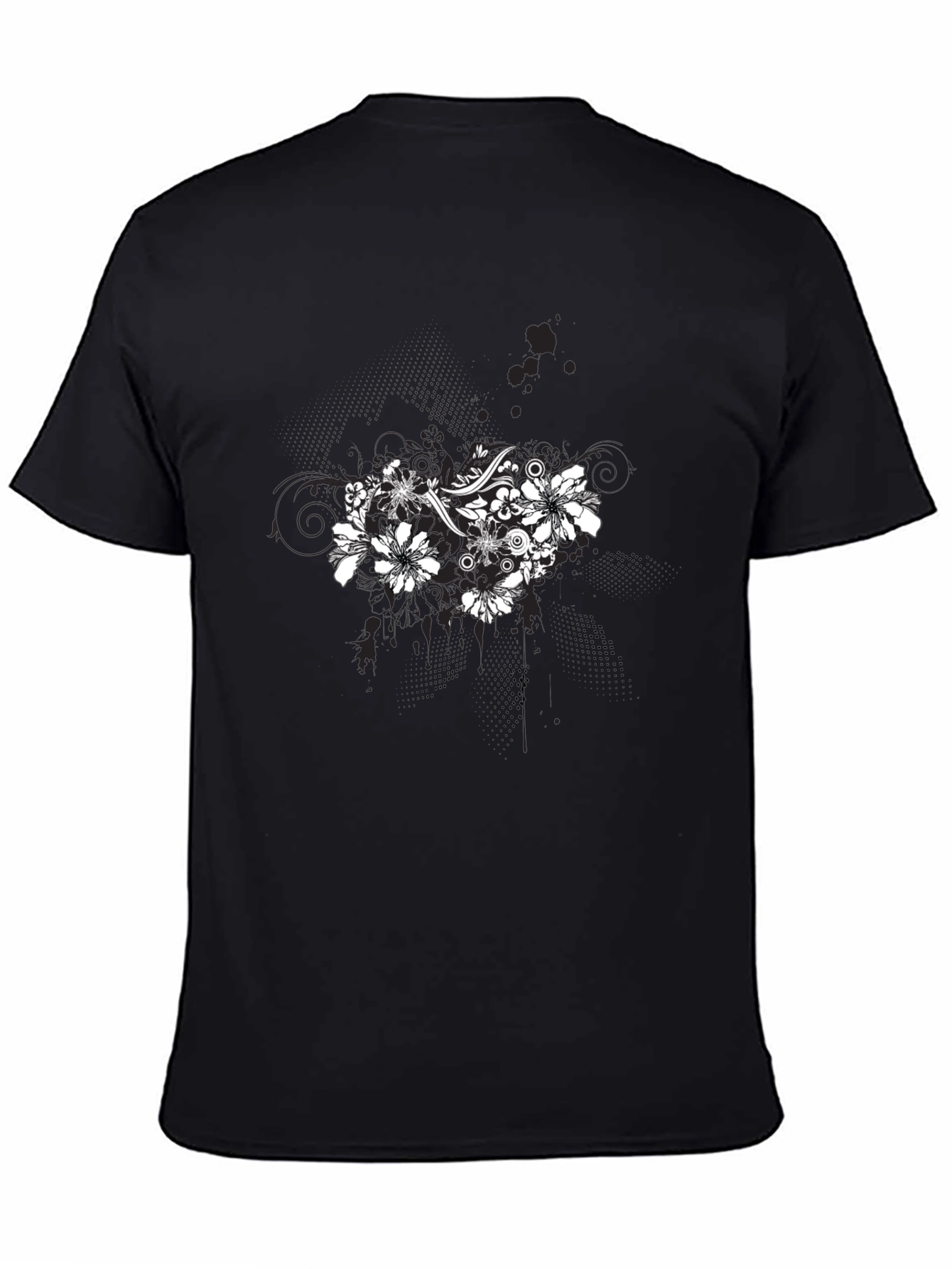 Floral Graphic Black T-Shirt for Men