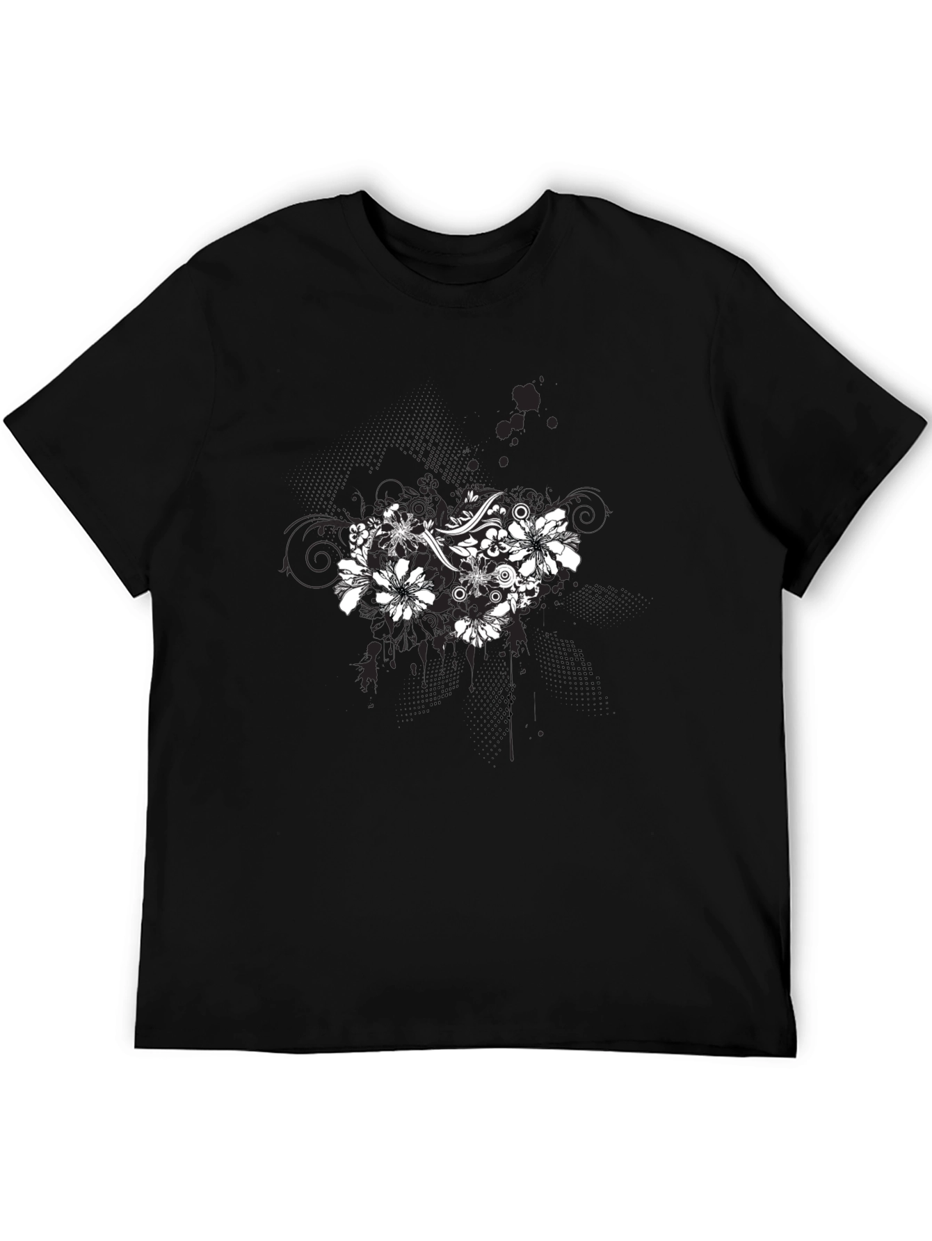 Floral Graphic Black T-Shirt for Men