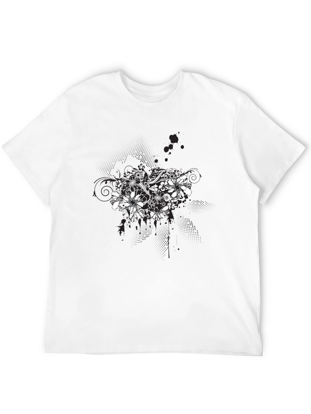 Floral Graphic Black T-Shirt for Men