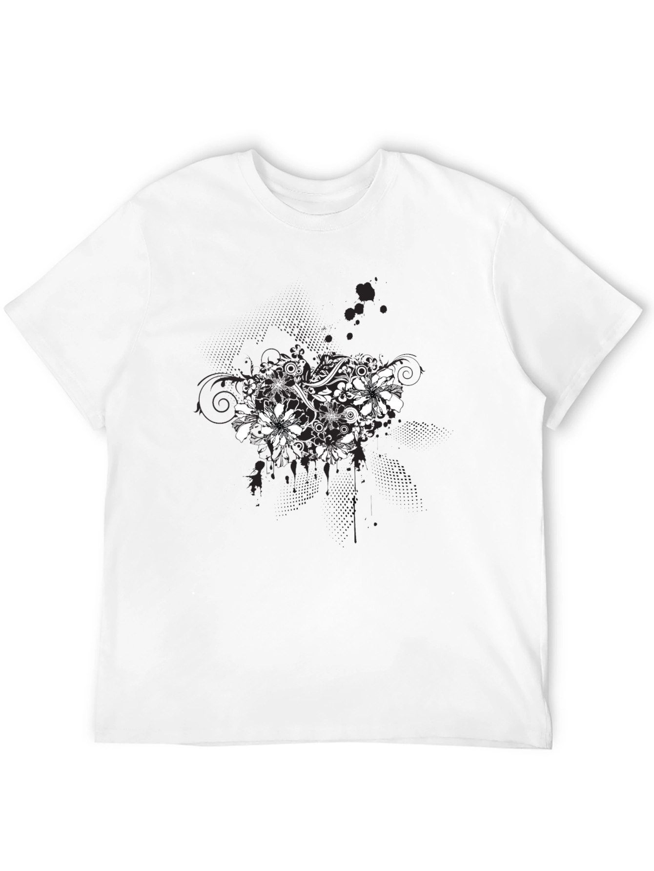 Floral Graphic Black T-Shirt for Men