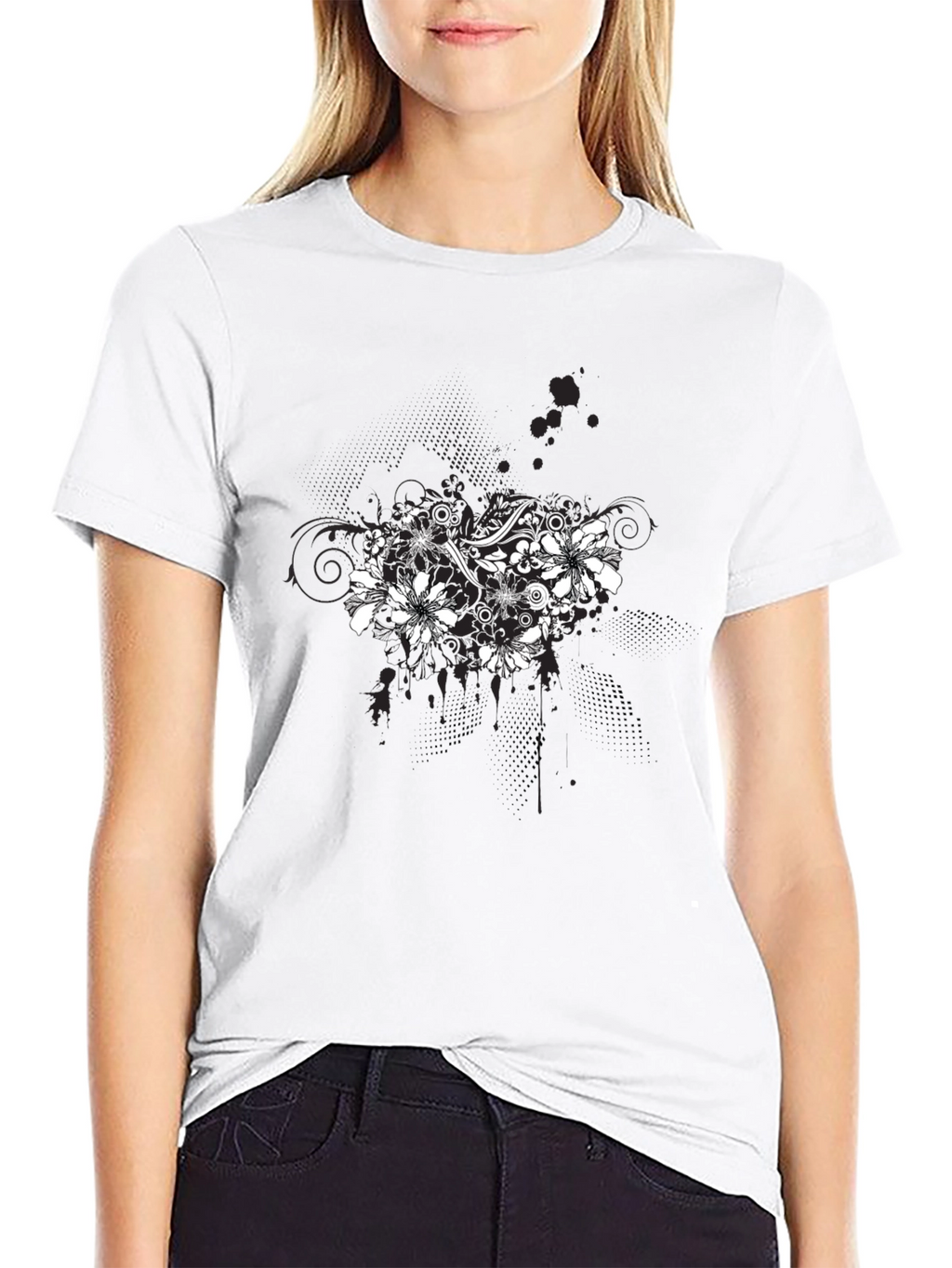 Floral Graphic Black T-Shirt for Men