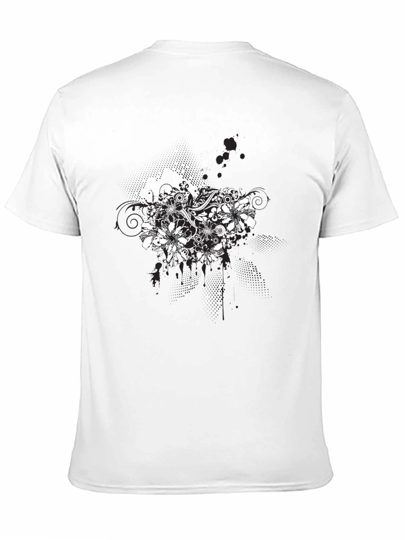 Floral Graphic Black T-Shirt for Men