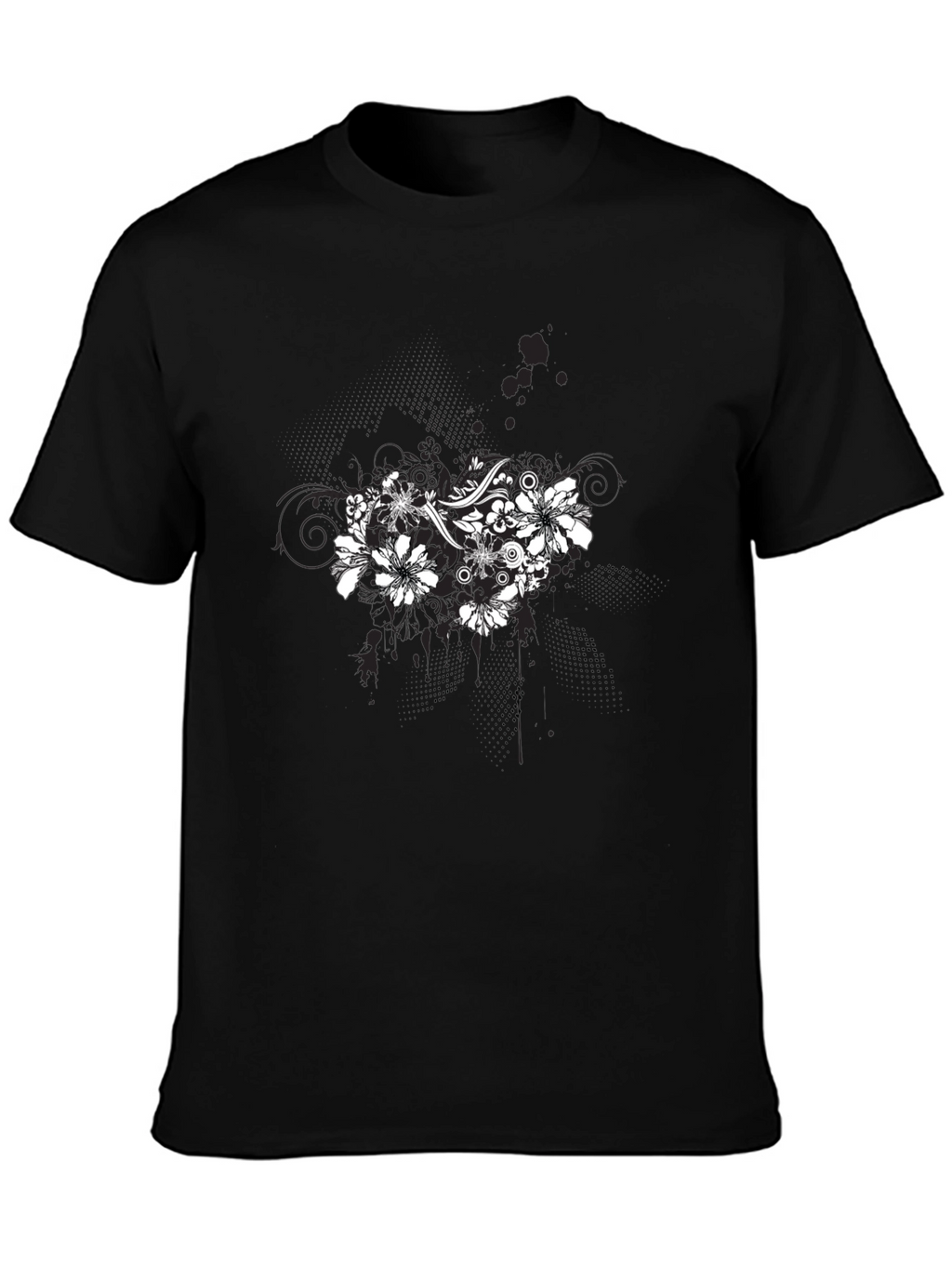 Floral Graphic Black T-Shirt for Men