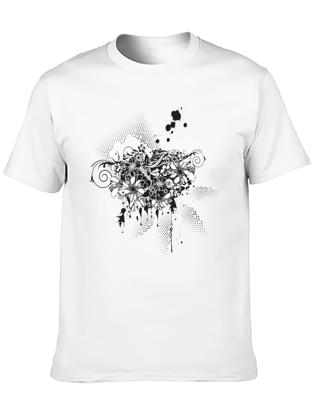 Floral Graphic Black T-Shirt for Men