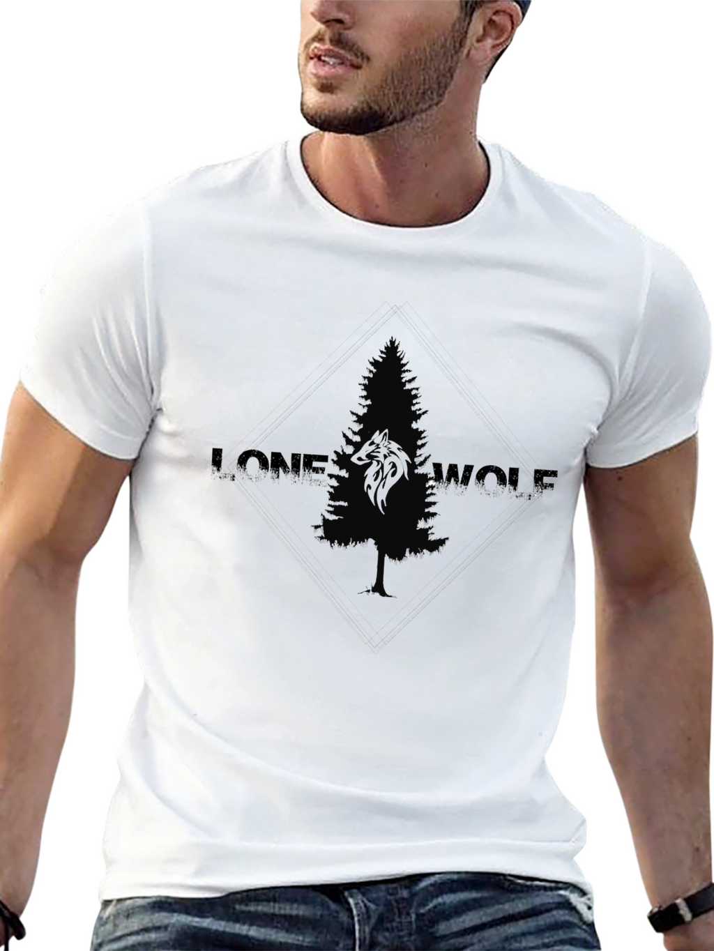 Lone Wolf Pine Tree Graphic Tee