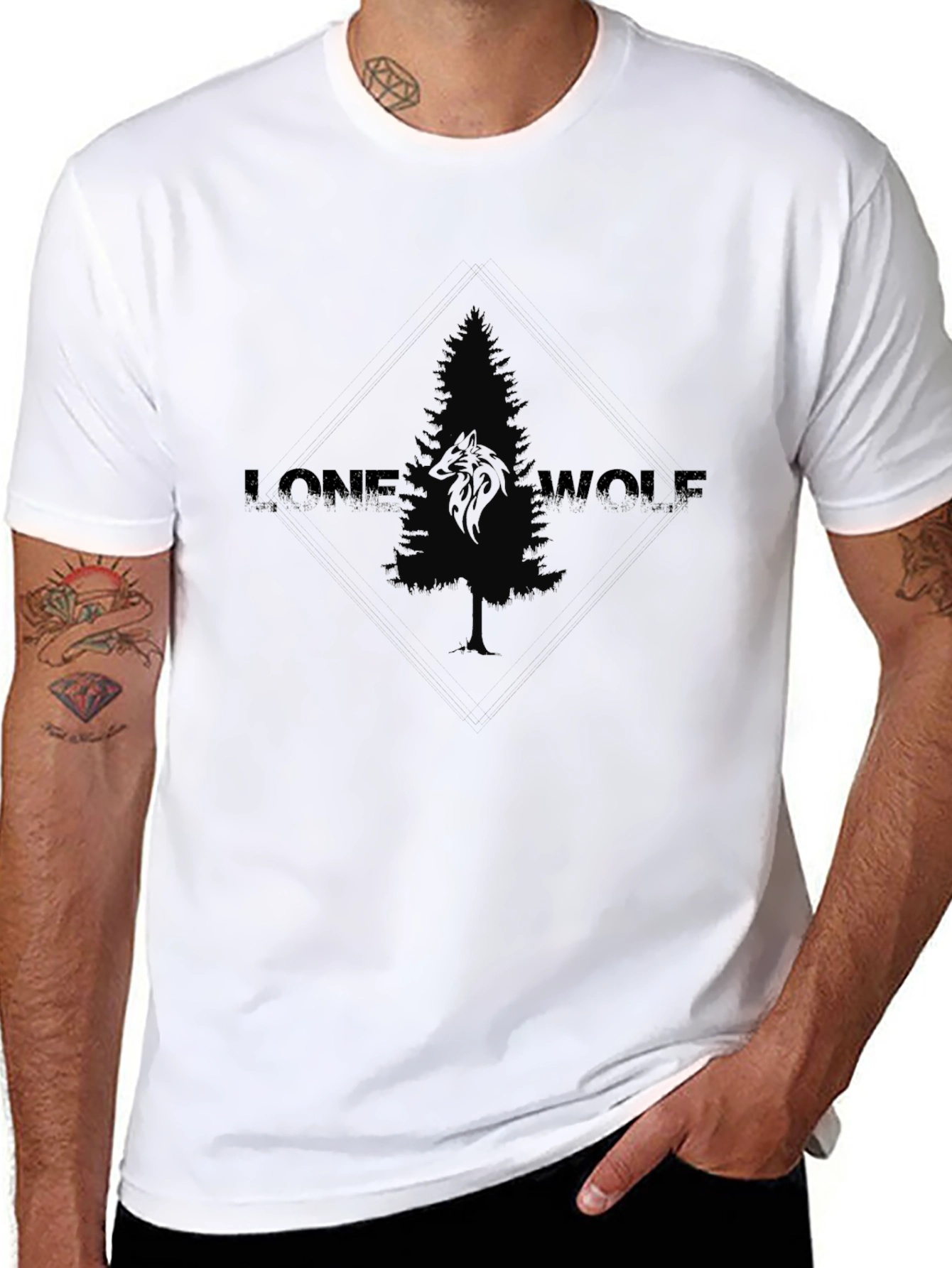 Lone Wolf Pine Tree Graphic Tee