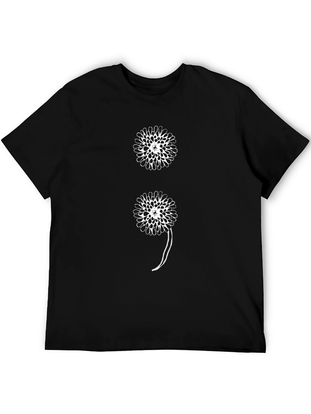 Floral Semicolon Graphic Black Tee