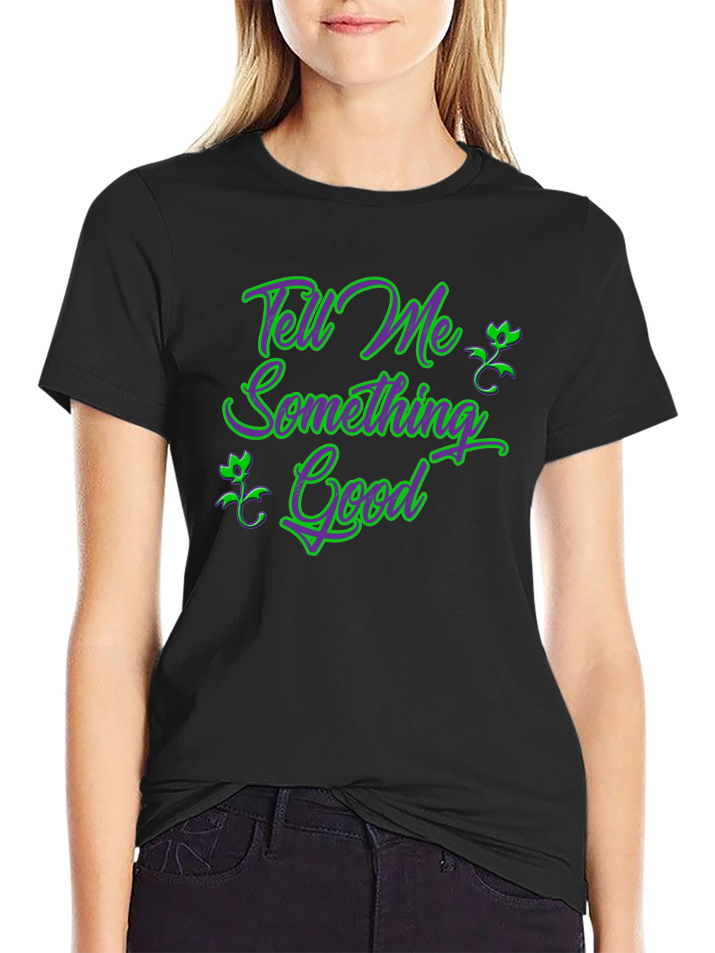 Tell Me Something Good Black Graphic Tee