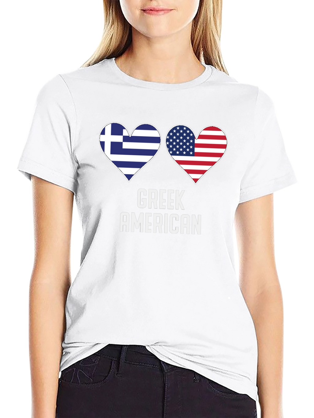 Greek American Flag Heart T-Shirt