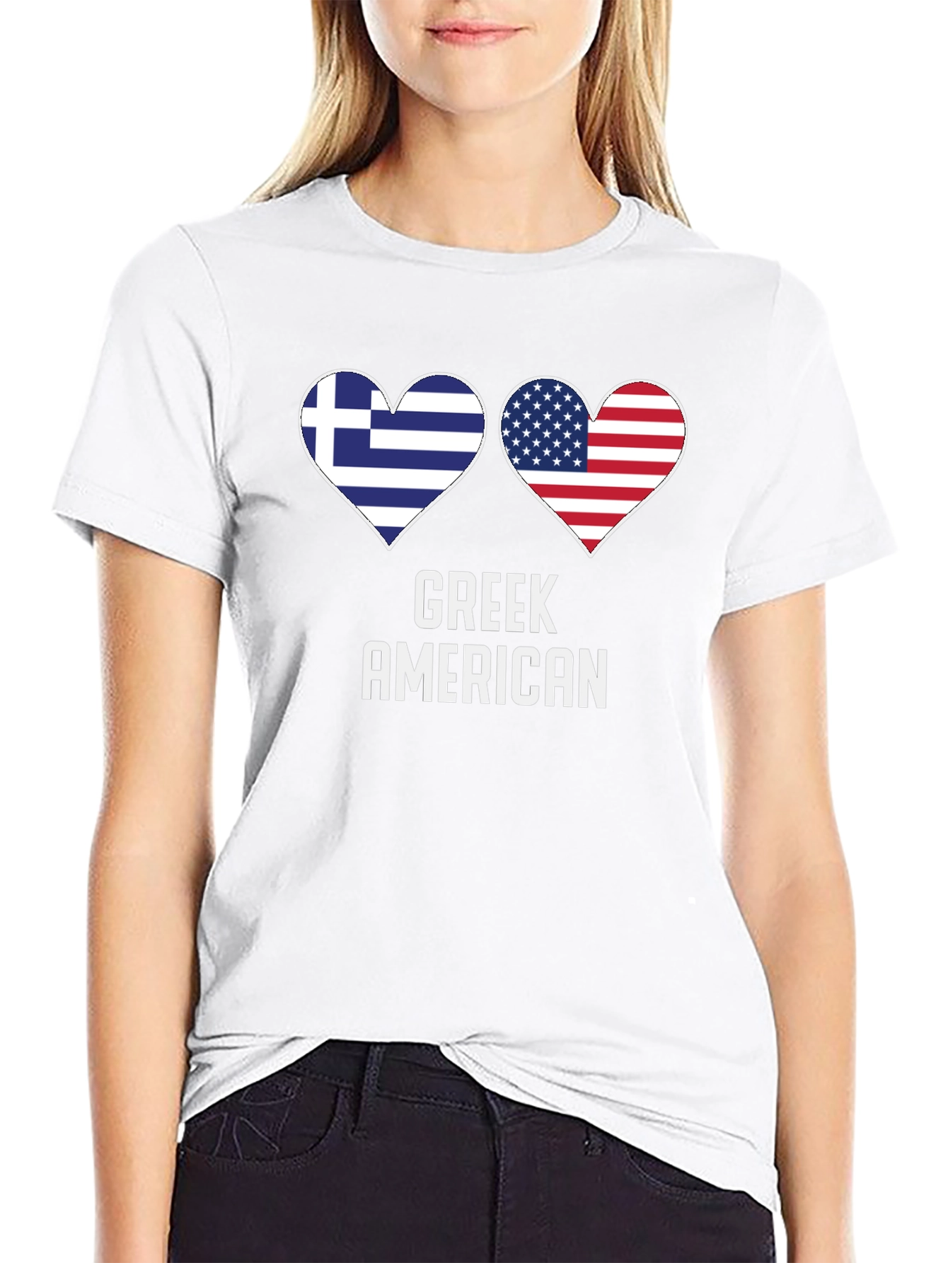 Greek American Flag Heart T-Shirt
