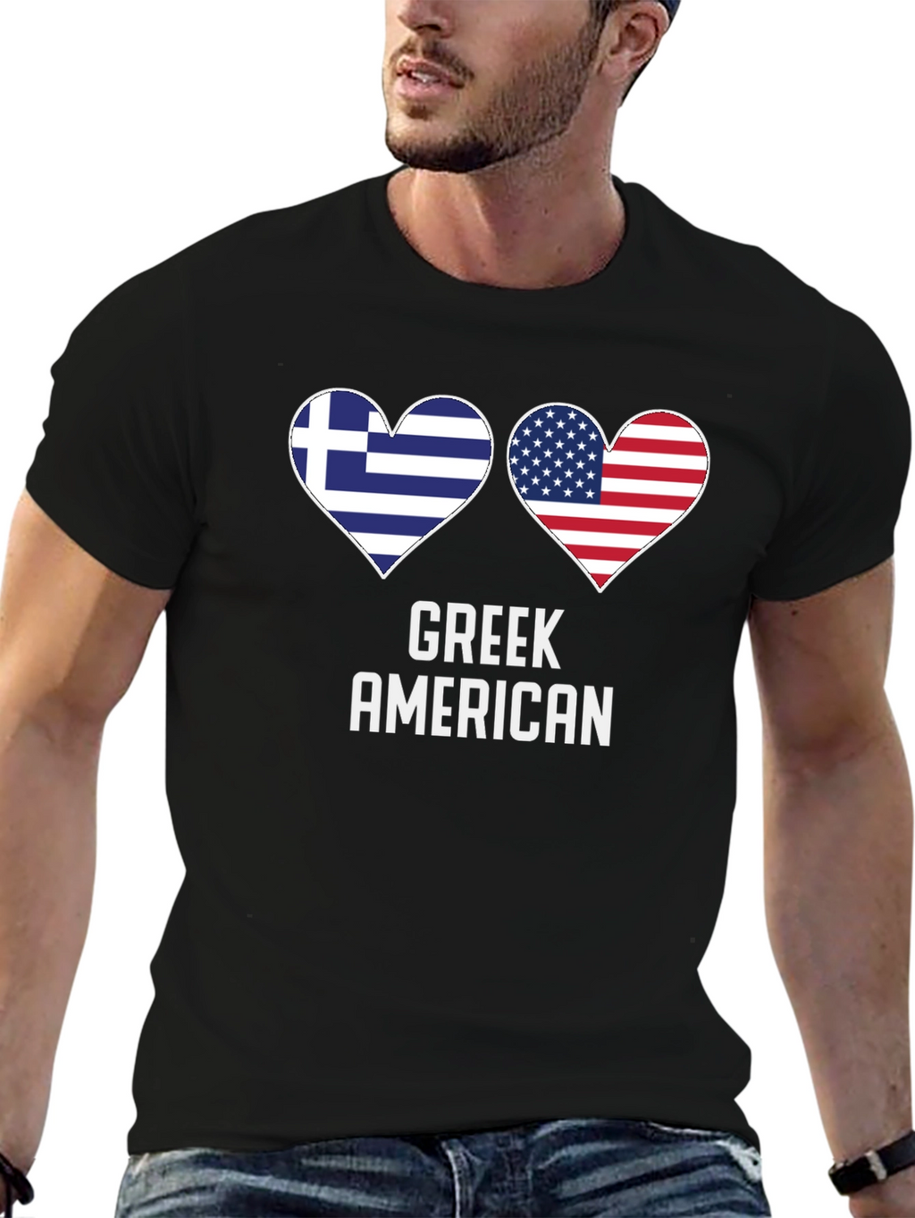 Greek American Flag Heart T-Shirt