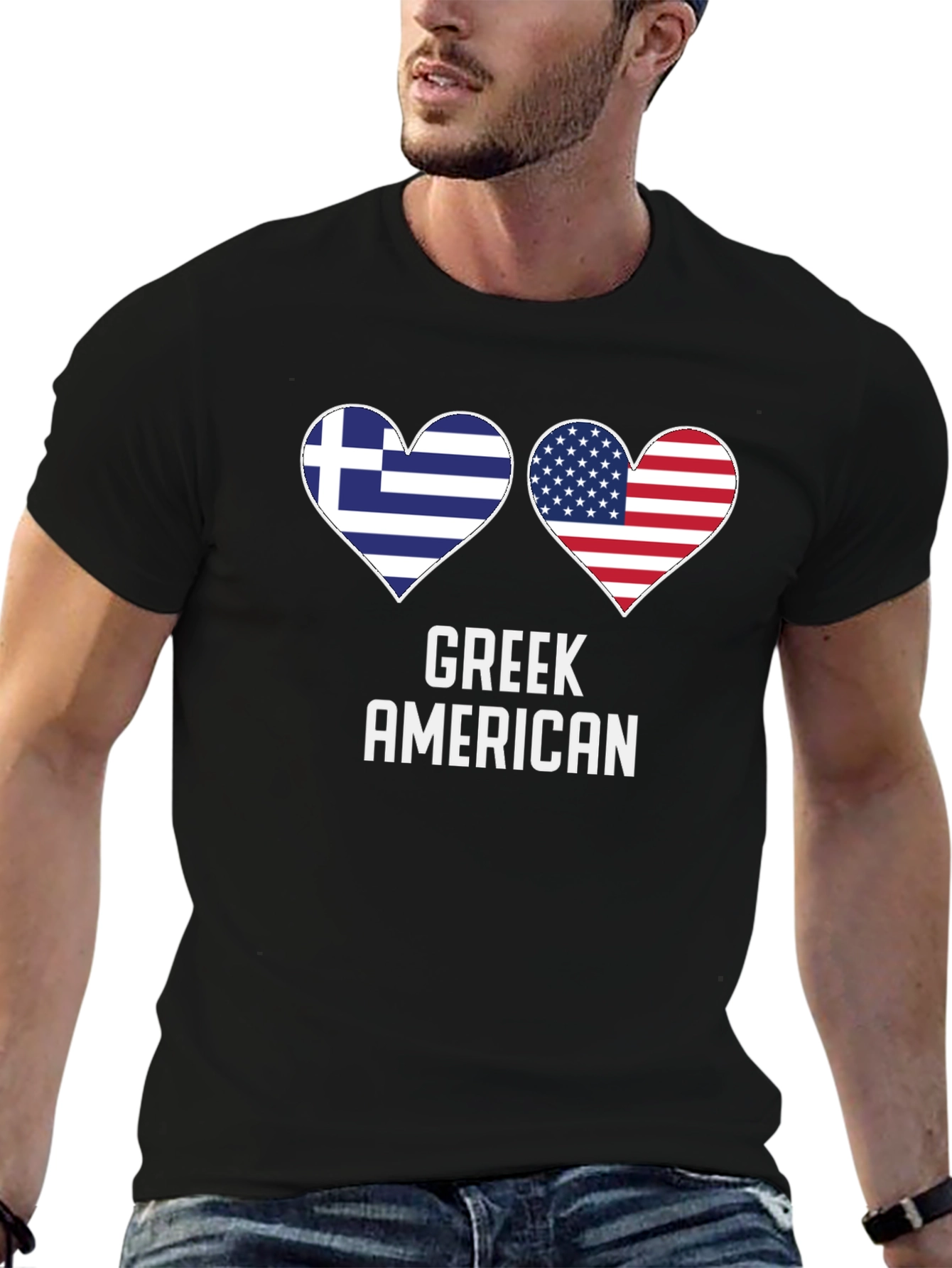 Greek American Flag Heart T-Shirt