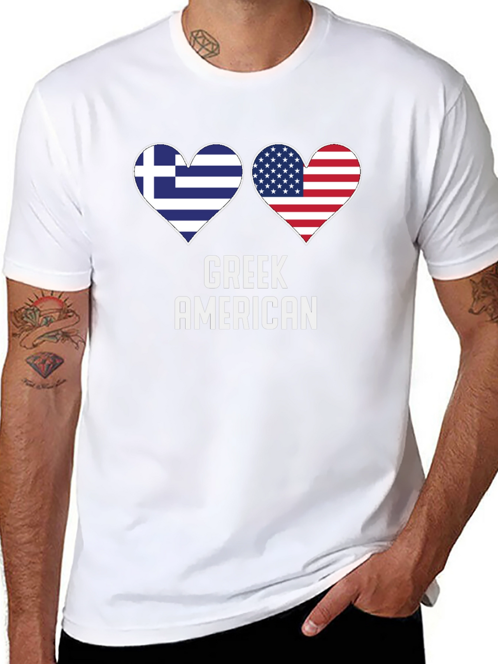 Greek American Flag Heart T-Shirt