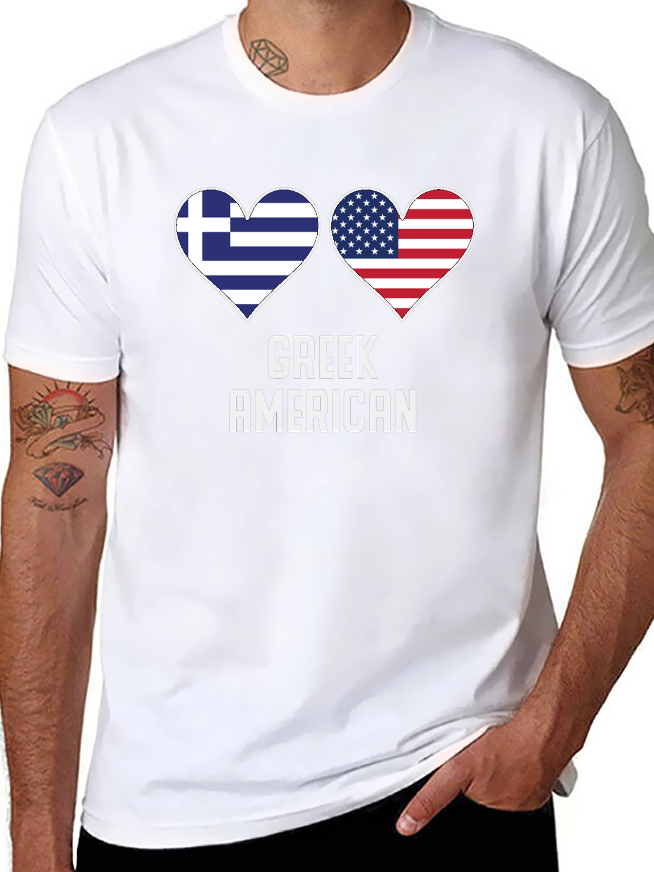 Greek American Flag Heart T-Shirt