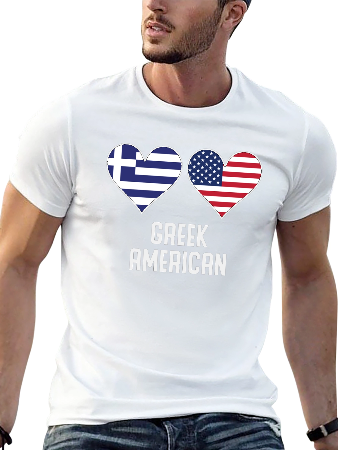 Greek American Flag Heart T-Shirt