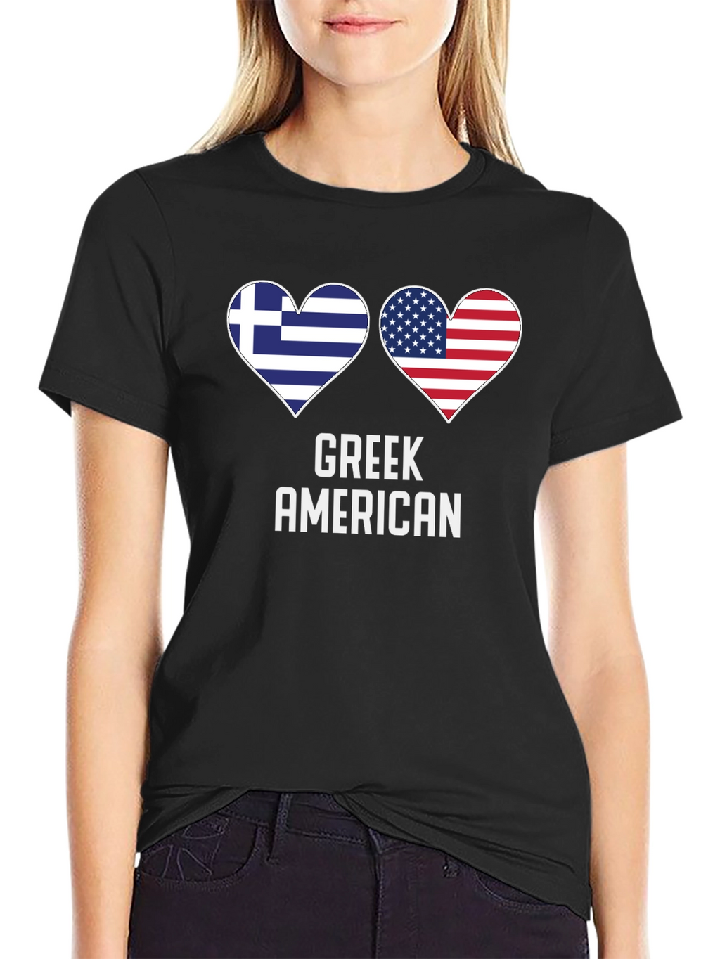 Greek American Flag Heart T-Shirt